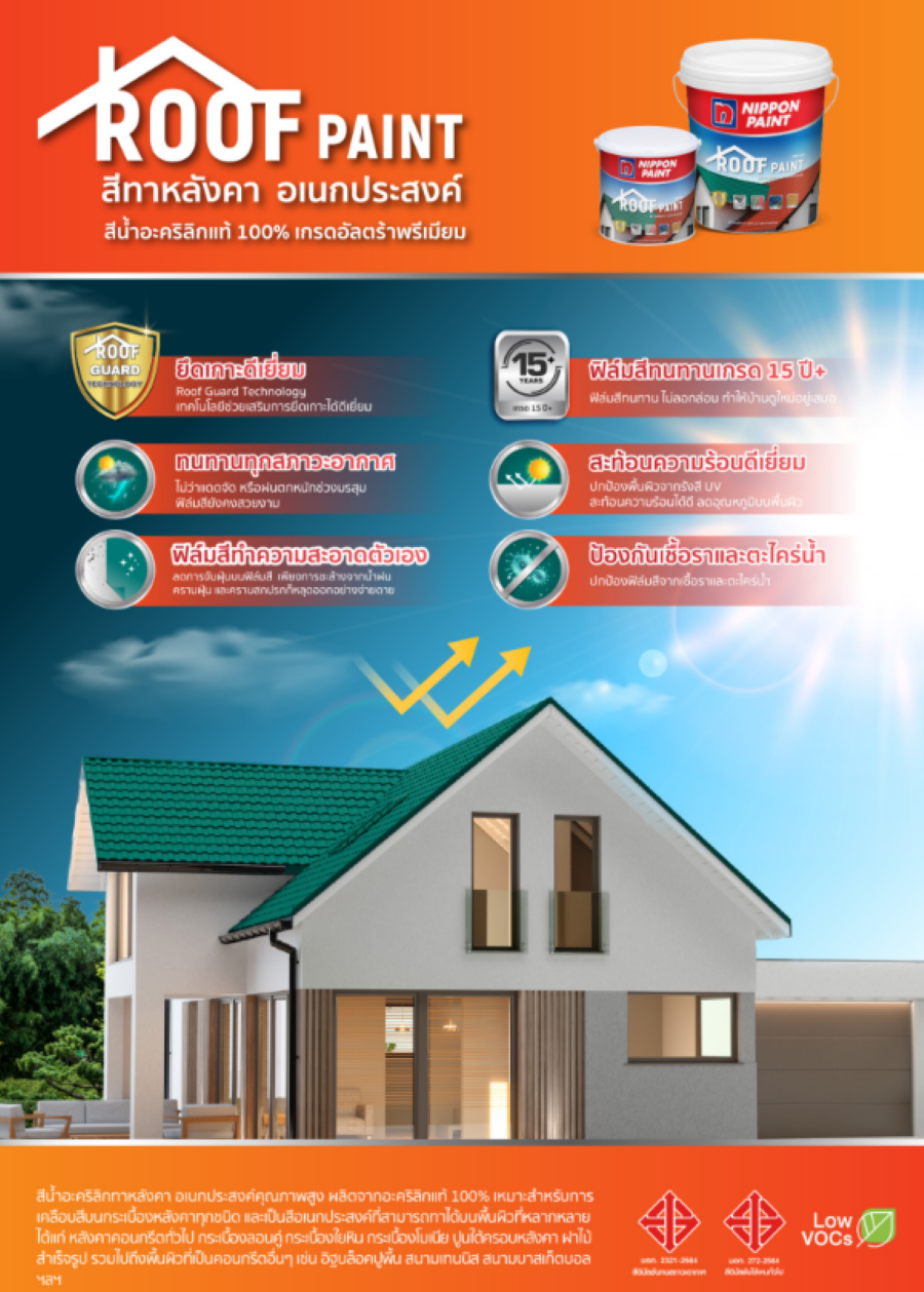 NIPPON PAINT สีน้ำอะคริลิกทาหลังคา ROOF PAINT NP-3578 ขนาด 1 กล สีน้ำตาลมอคค่า 