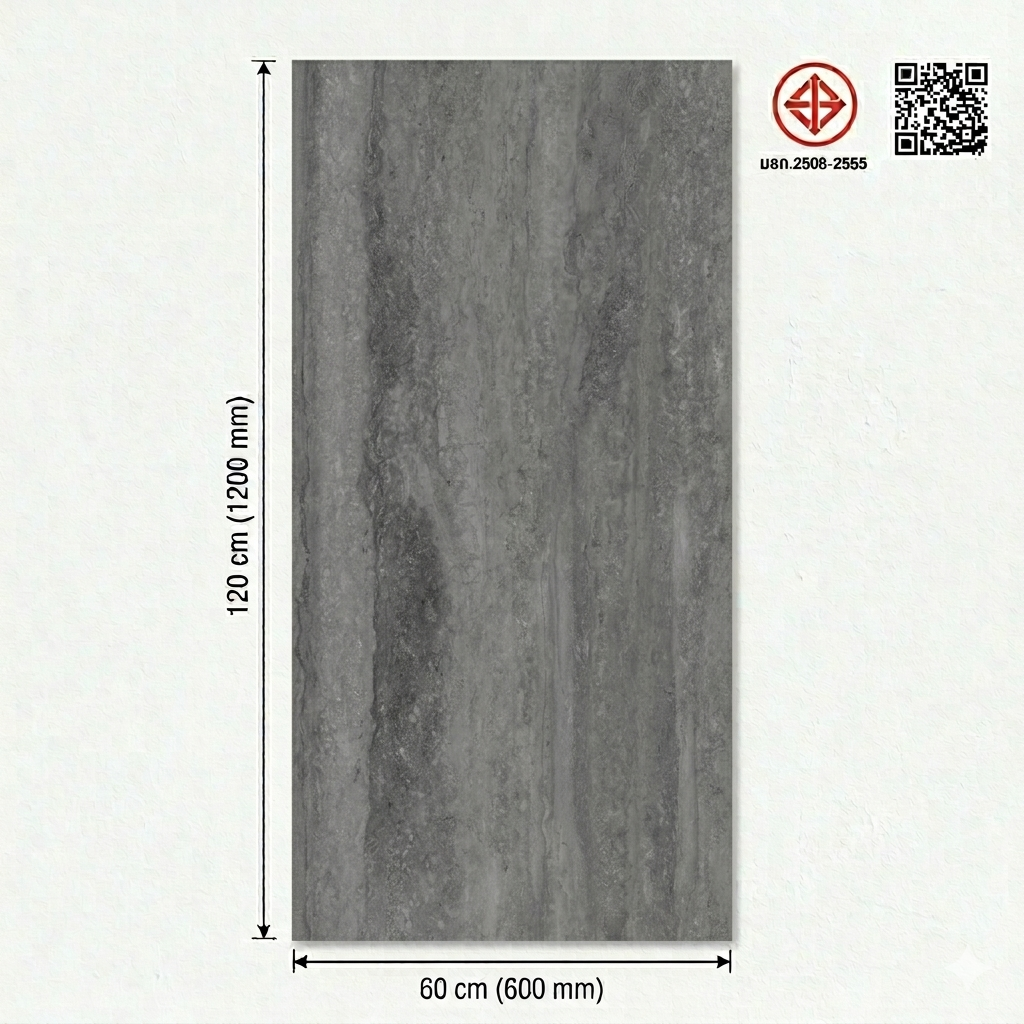 La Arezza 60X120 ซม.กระเบื้องพอร์ซเลน รุ่น Travatina Dark gray (DGD12600LA06) Matt - Hone Random (2pcs /box 1.44 sqm)