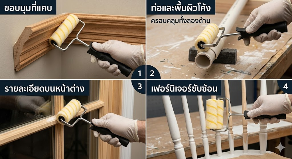 PRO Renovator ชุดลูกกลิ้งพร้อมอะไหล่ 4นิ้ว Mini (ขนยาว12มม.) รุ่น GBH-MSPR-9 สีเหลือง-ดำ 6ชิ้น/แพ็ค 