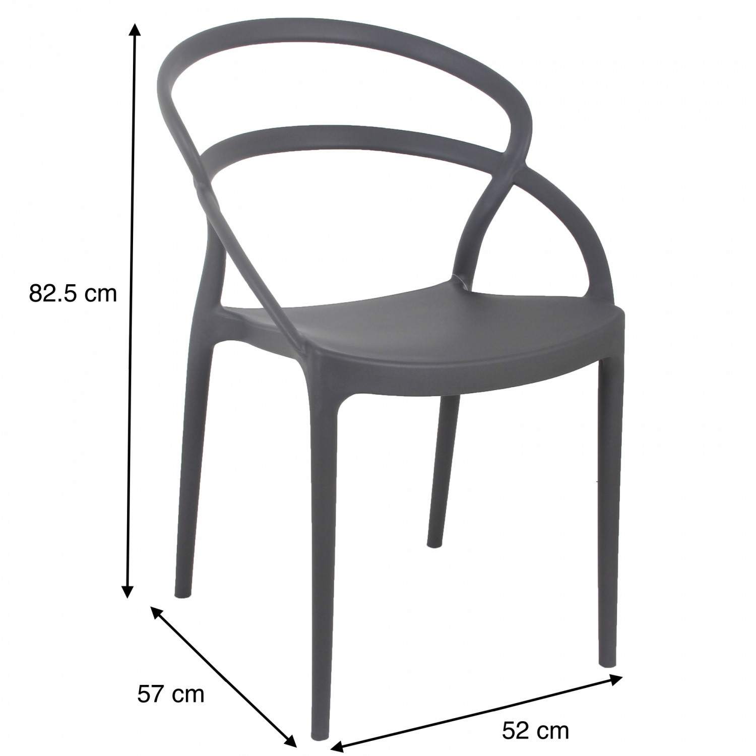 Pulito เก้าอี้พลาสติก PP-737A-GR04 ขนาด 57x52x82.5ซม. สีเทา
