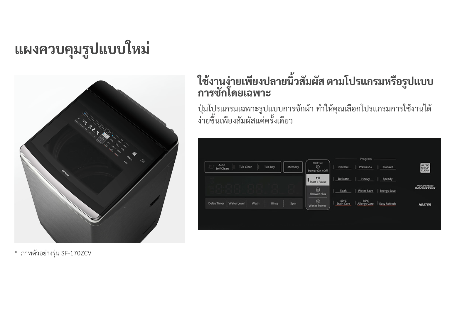 HITACHI เครื่องซักผ้าอัตโนมัติฝาบน 15 กก. SF 150THV GG