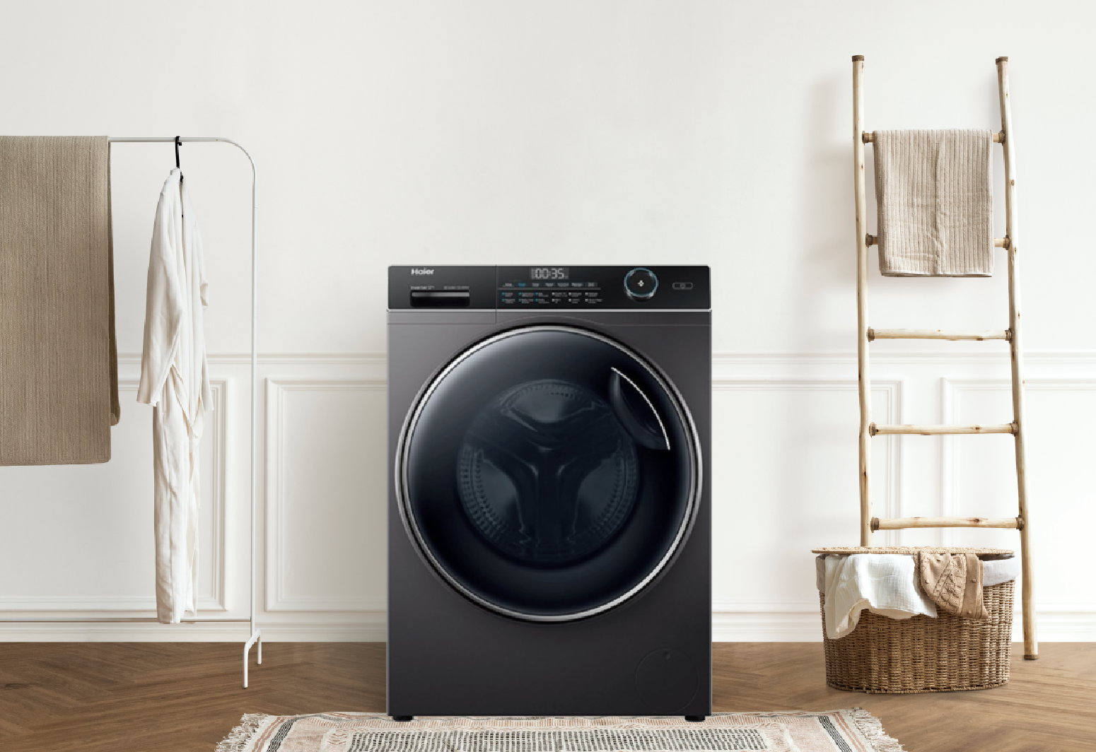 HAIER เครื่องซักผ้าฝาหน้า ขนาด 12kg  รุ่น HW120-BP14959S6  สี dark gray