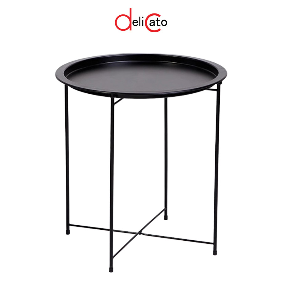 DELICATO โต๊ะวางถาด รุ่น LUNA-BLACK ขนาด 47x47x50 ซม. สีดำ