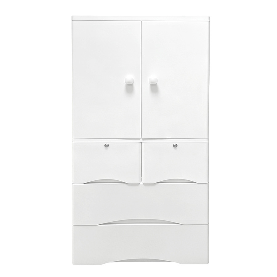 GOME ตู้ลิ้นชักพลาสติกบานเปิดคู่  ขนาด 46x65x156 ซม. 4 ลิ้นชัก รุ่น Harmony Duo สีขาว