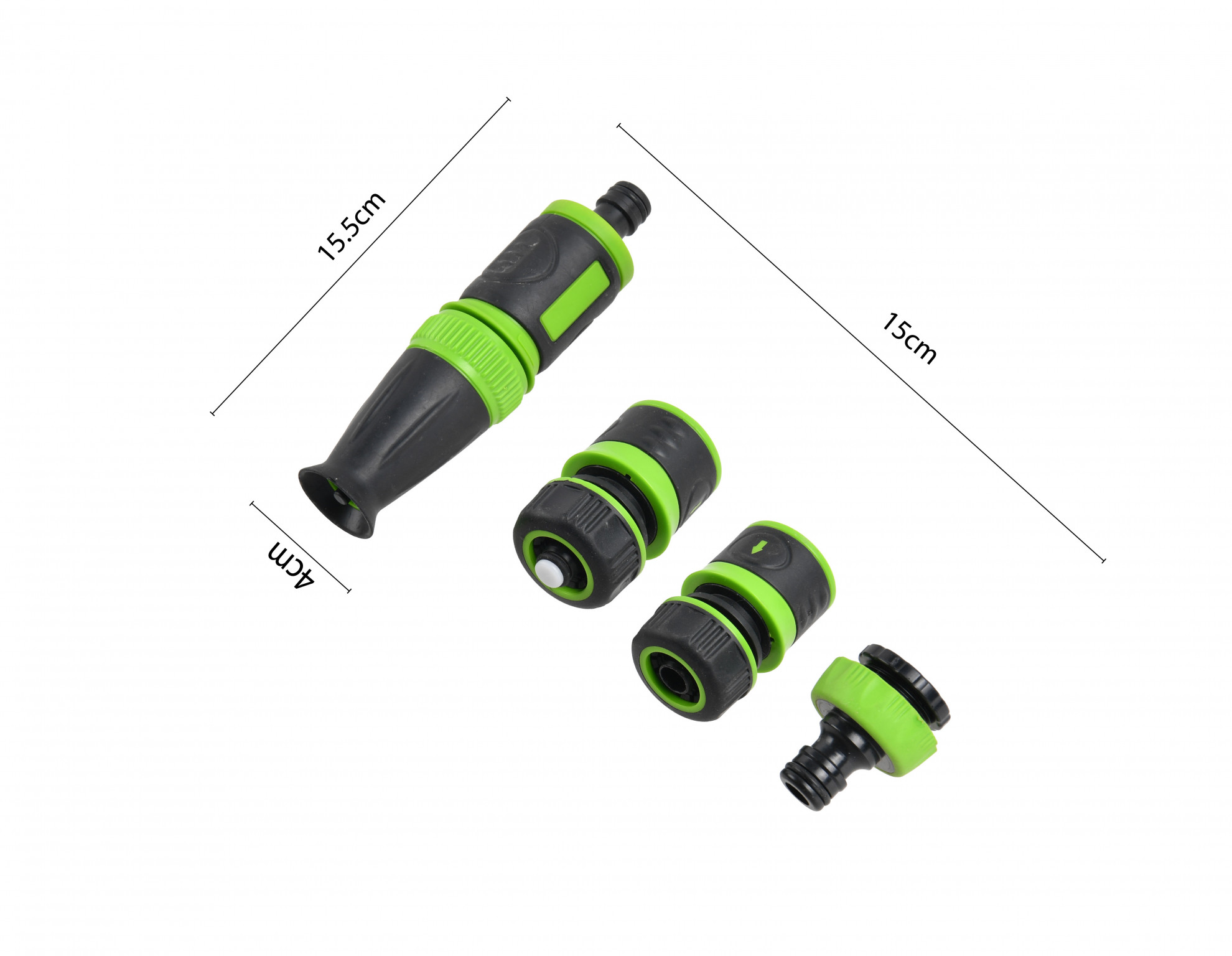 Tree O Plus ชุดหัวฉีดพลาสติกพรีเมียมแบบบิดปรับ2รูปแบบ สำหรับก๊อกสนาม3/4“-1” รุ่นGLB-8202-0 สีเขียวดำ