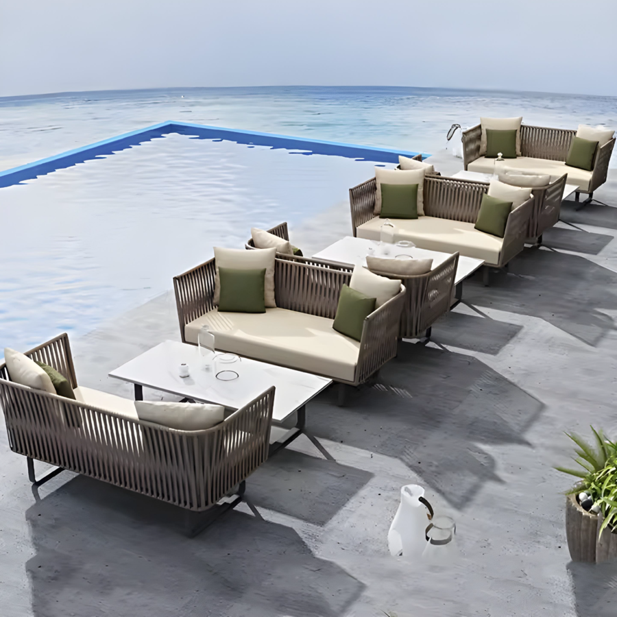 SUMMER SET โซฟา outdoor อลูมิเนียม 2 ที่นั่ง  Tao ขนาด 186x72x69 ซม. สีเบจ