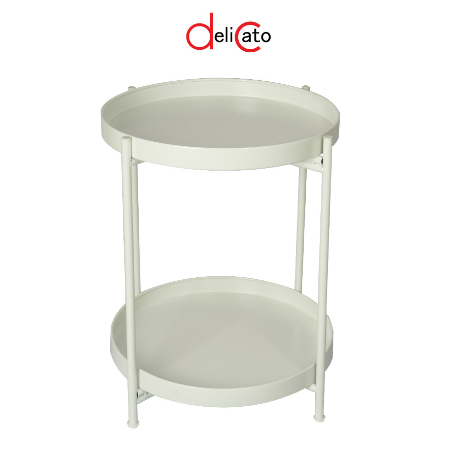 DELICATO โต๊ะถาดกลม 2 ชั้น รุ่น KF012WH 40x40x50 ซม.สีขาว