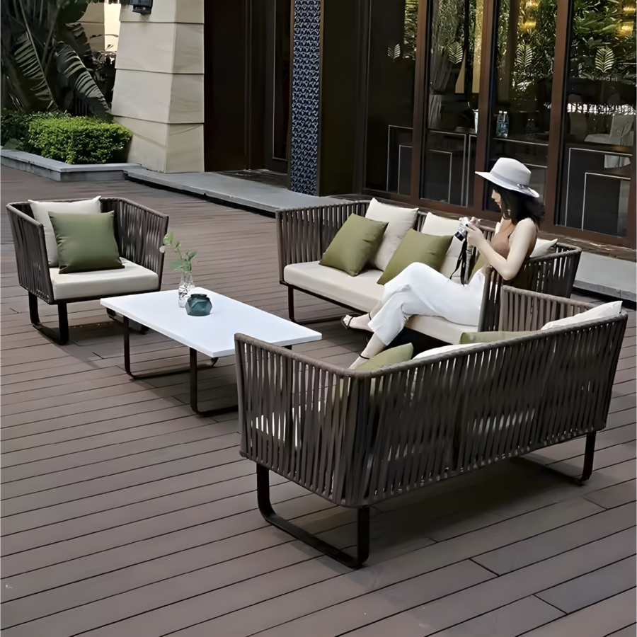 SUMMER SET โซฟา outdoor อลูมิเนียม 2 ที่นั่ง  Tao ขนาด 186x72x69 ซม. สีเบจ