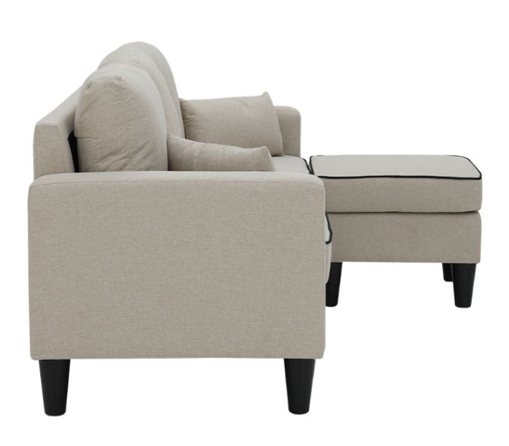 PULITO โซฟาเข้ามุมผ้าลินิน 3 ที่นั่ง รุ่น Osaka ขนาด 185x80+128x75 ซม. สีเบจ (1/2)