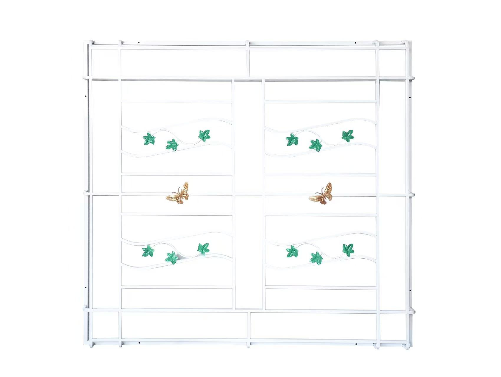 WELLINGTAN เหล็กดัดหน้าต่าง ลายดอกไม้ 3-ICW1211 (ติดครอบ) 126x116ซม. สีขาว