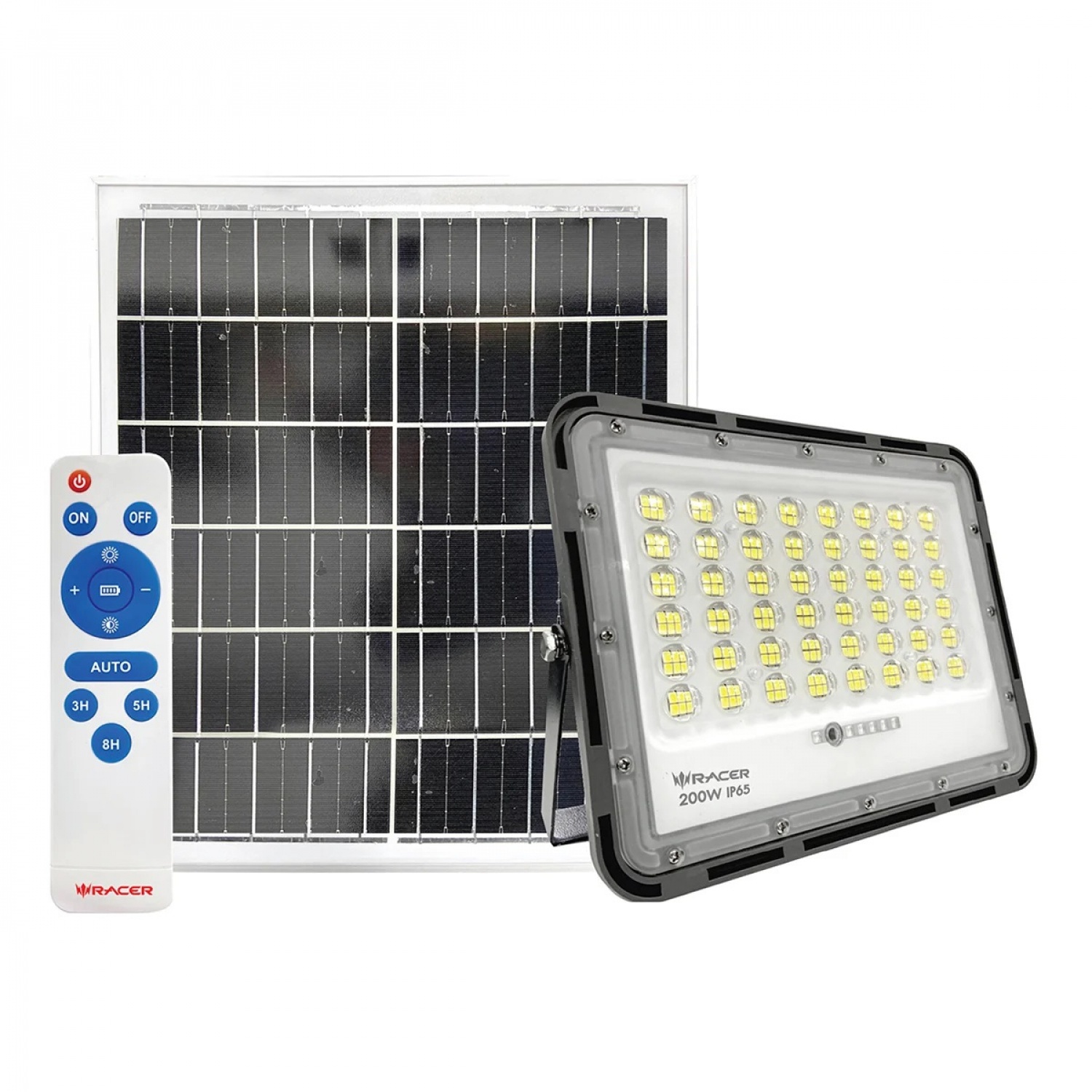 RACER โคมไฟฟลัดไลท์โซลาร์เซลล์ 200W IP65 รุ่นอินฟินิต 6500K แสงขาว