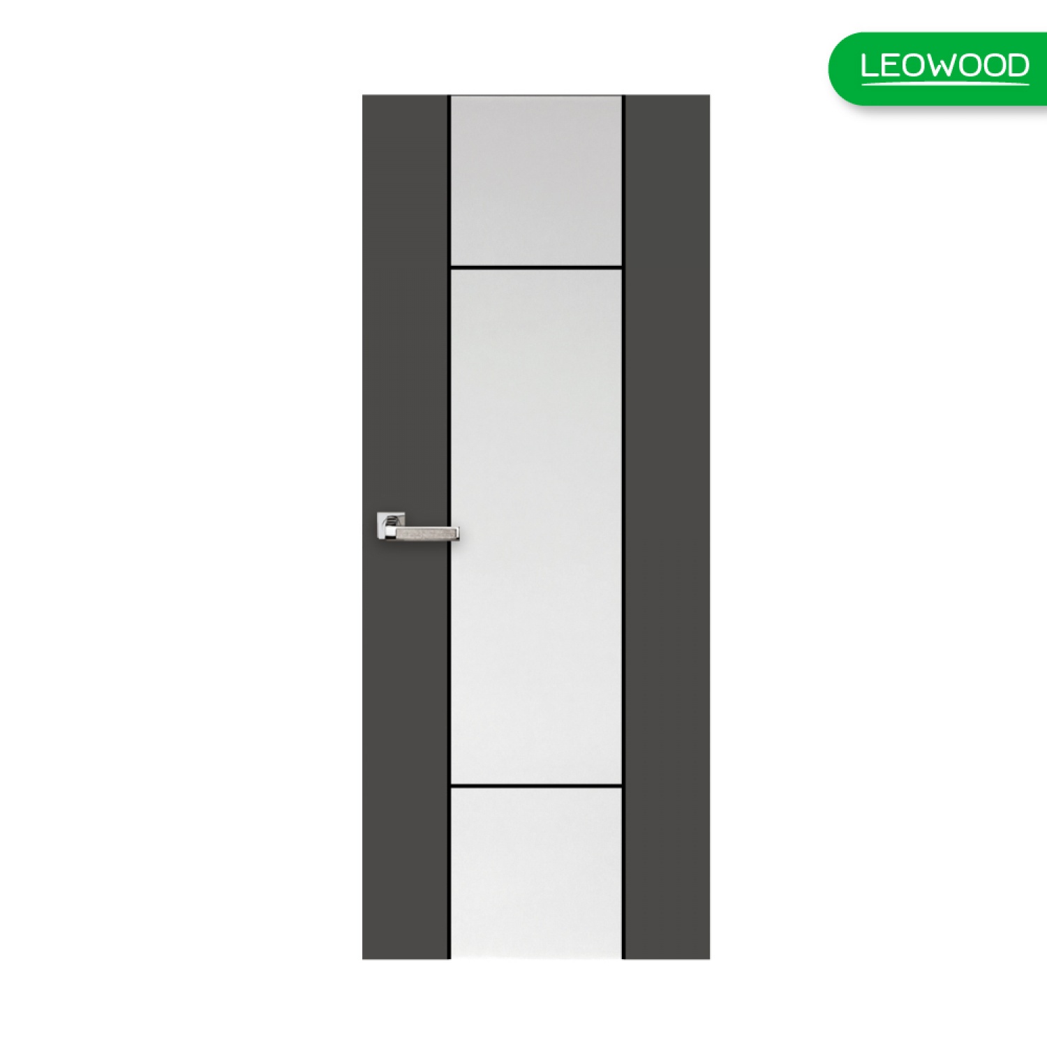 LEOWOOD ประตู iDoor S7 #01 ขนาด80x200 ซม. Pearl White-Platinum Grey (IP7018) สีเทา