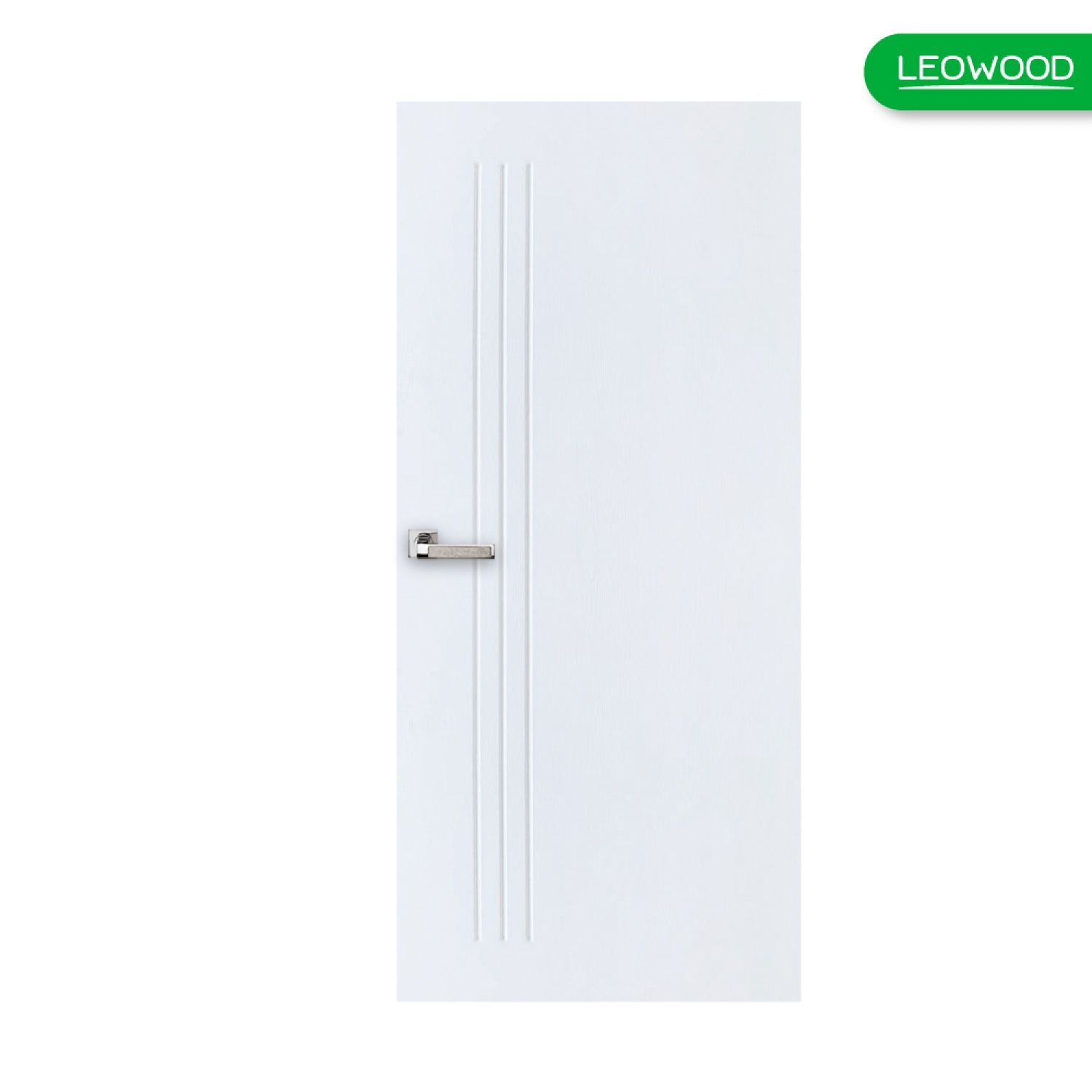 LEOWOOD ประตูยูพีวีซี บานทึบ ขนาด 90x200ซม. สีขาวลายไม้ iDoor Aqua สีขาว