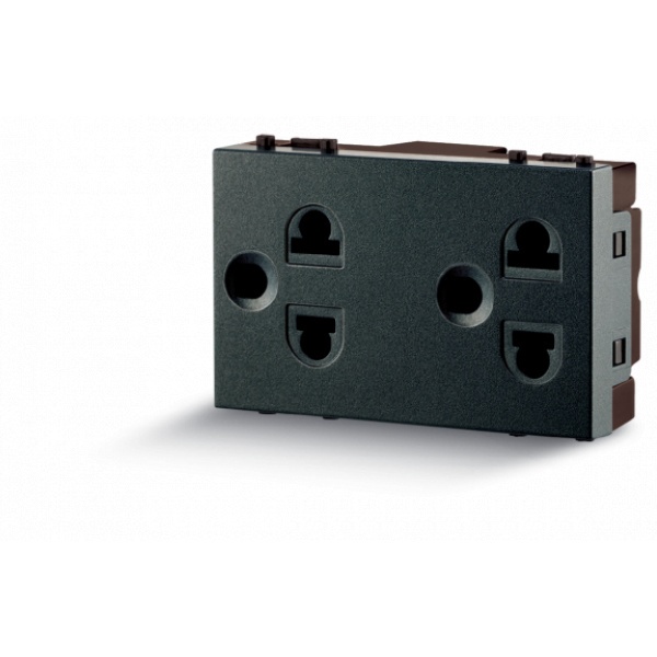 เต้ารับคู่กราวด์ มีม่านสีเทาดำ PG-855CB ช้าง/i-Modern