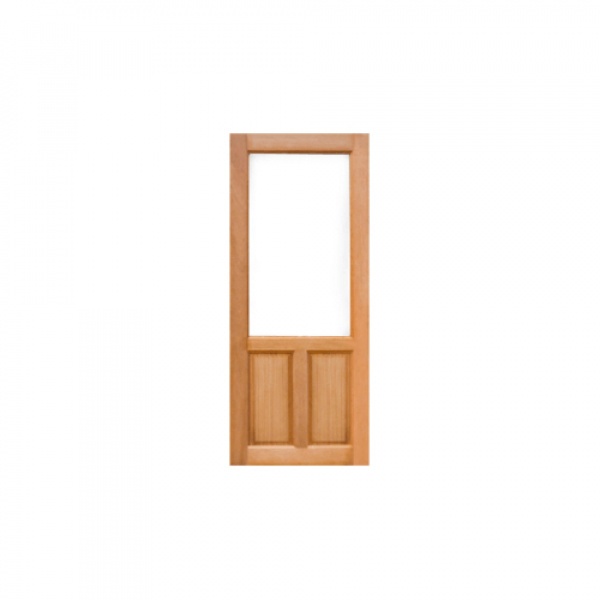 ประตูไม้สยาแดง ลูกฟักพร้อมกระจก 1ช่อง  80x200cm. MAZTERDOORS