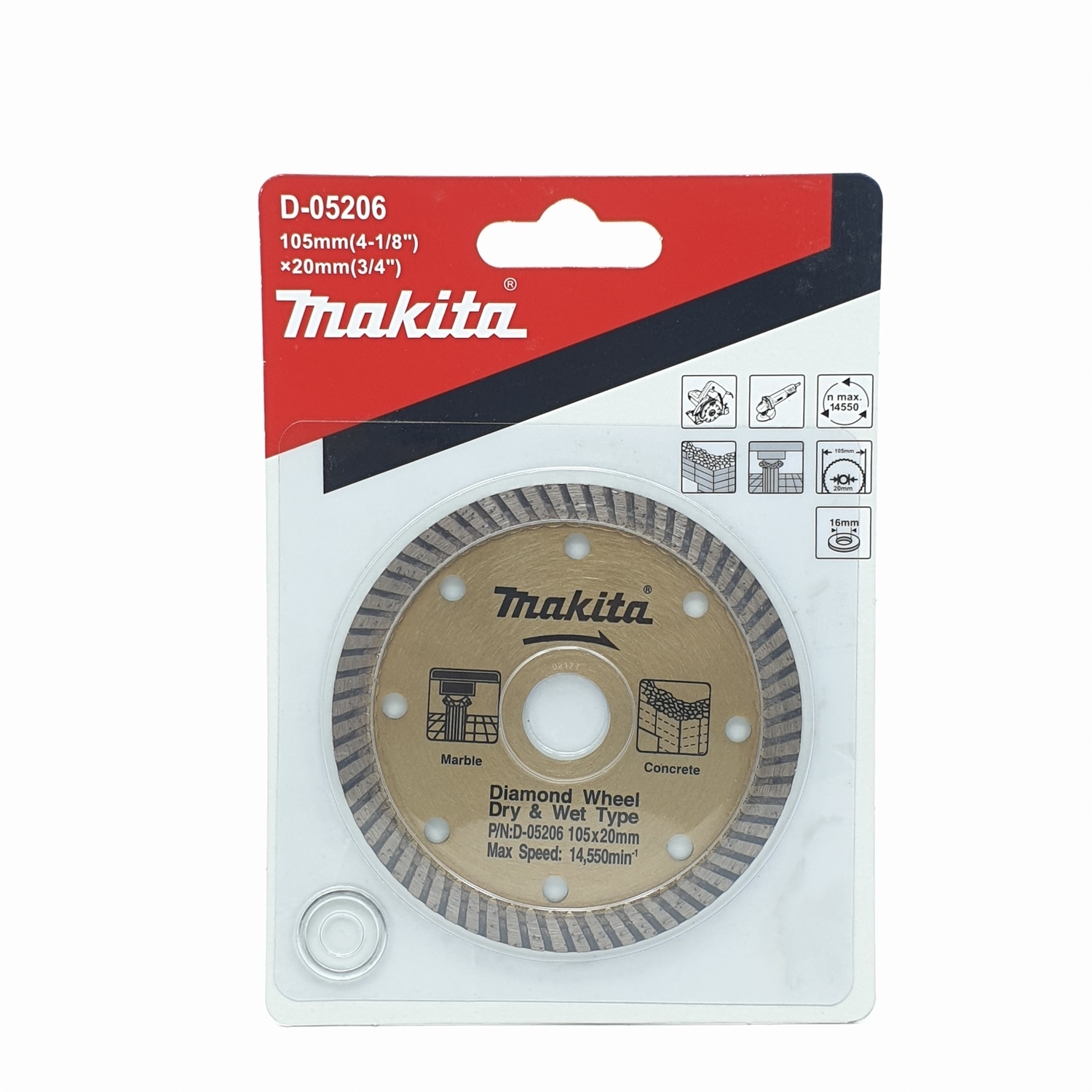 MAKITA ใบตัดเพชร 4 นิ้ว แห้ง ก้างปลา D-05206 ทอง