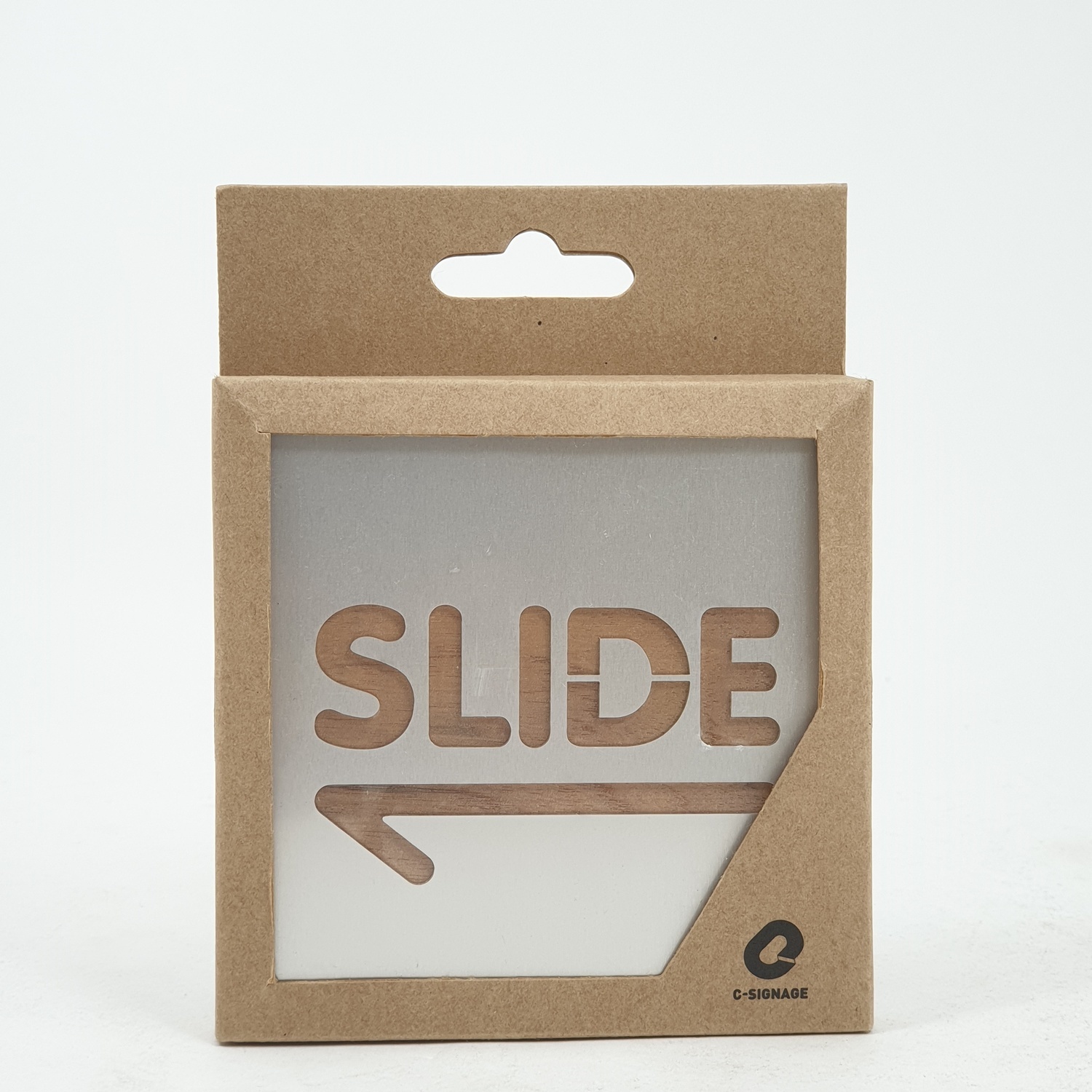C Signage ป้ายอลูมิเนียมประกบไม้ (slide Left ขนาด9x9cm.) CSWSS-05