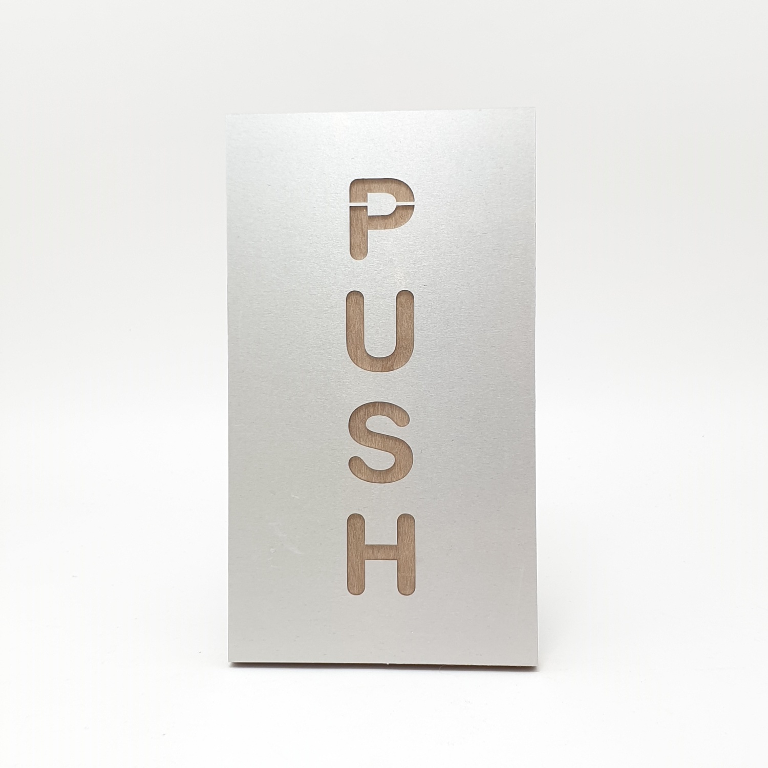 C Signage ป้ายอลูมิเนียม ประกบไม้ (Pushขนาด9x16cm.) CSWVL-004