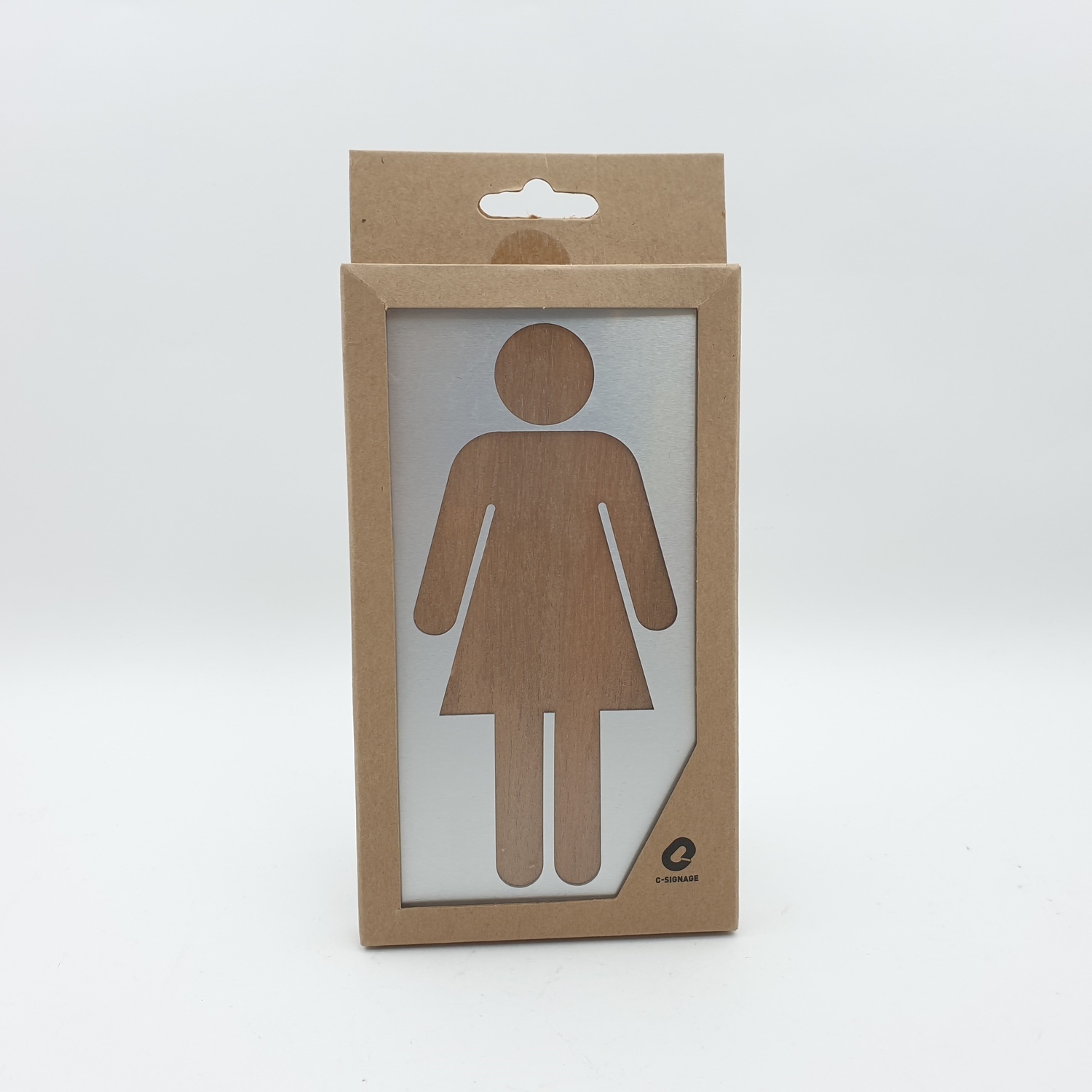 C Signage ป้ายอลูมิเนียม ประกบไม้(TOILETหญิงขนาด9x16cm.) CSWVL-001