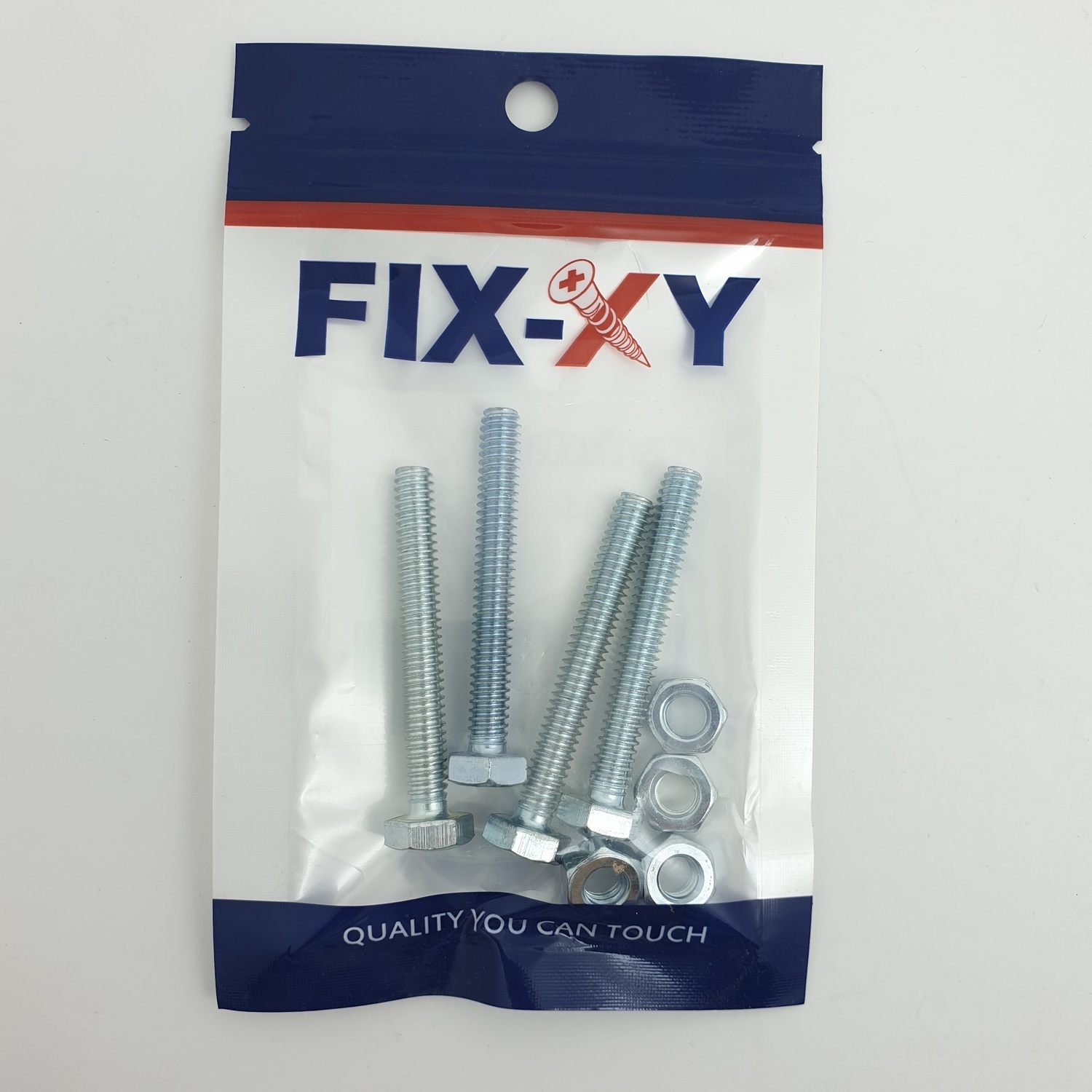 FIX-XY สกรูเกลียวมิล 1/4x2 (4ชิ้น/แพ็ค) EF-004 สีโครเมี่ยม