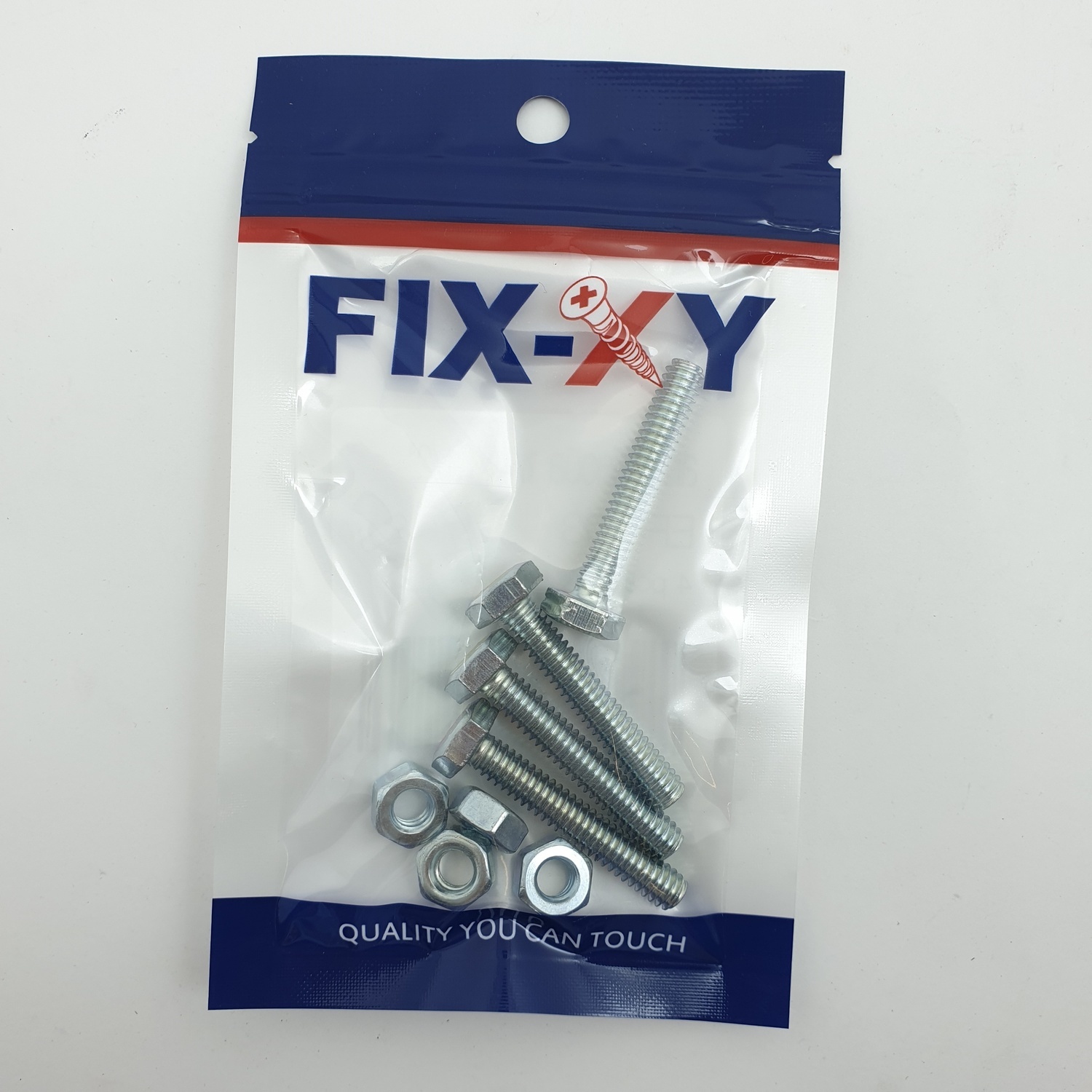 FIX-XY สกรูเกลียวมิล 1/4x1.1/2 (4ชิ้น/แพ็ค) EF-003 สีขาว