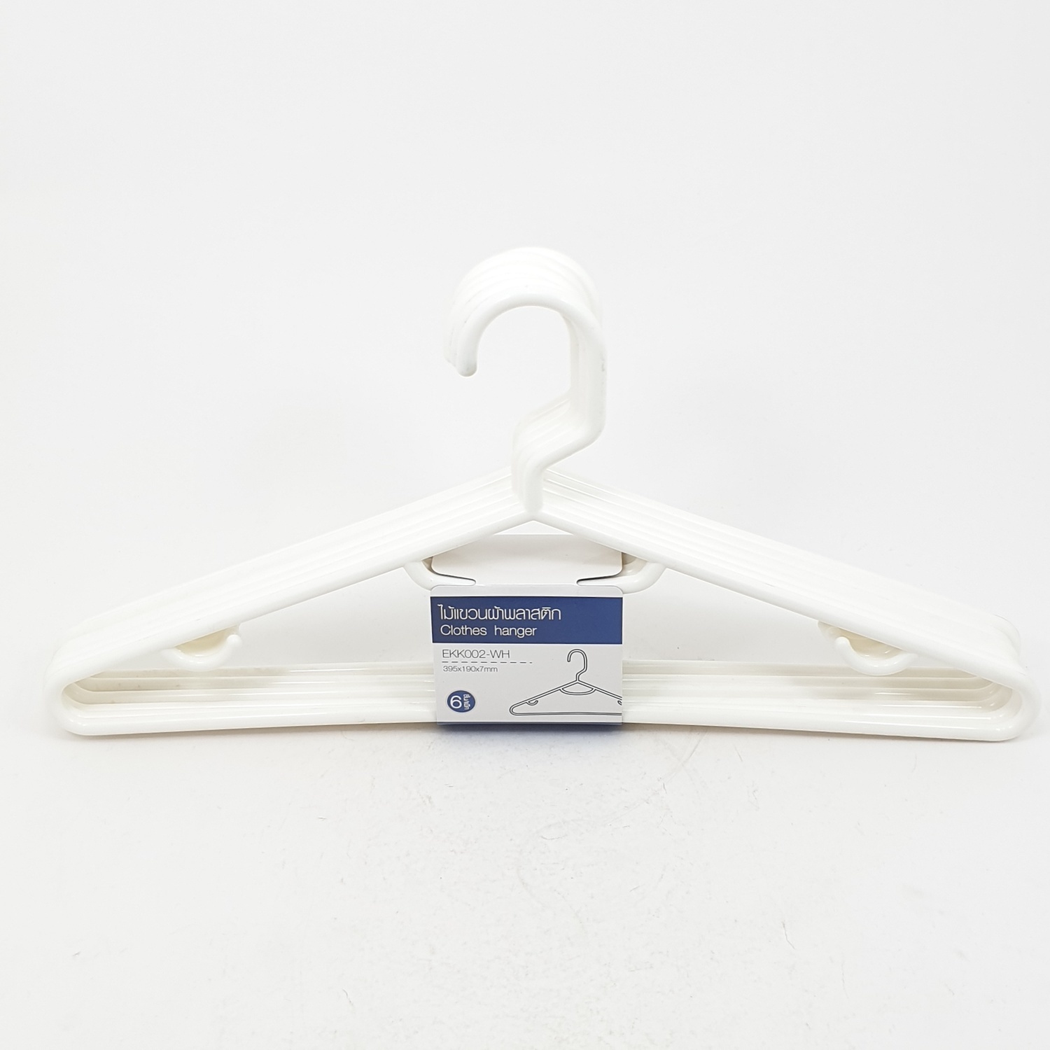 LUXUS ไม้แขวนผ้าพลาสติก EKK002 6ชิ้น/แพ็ค สีขาว