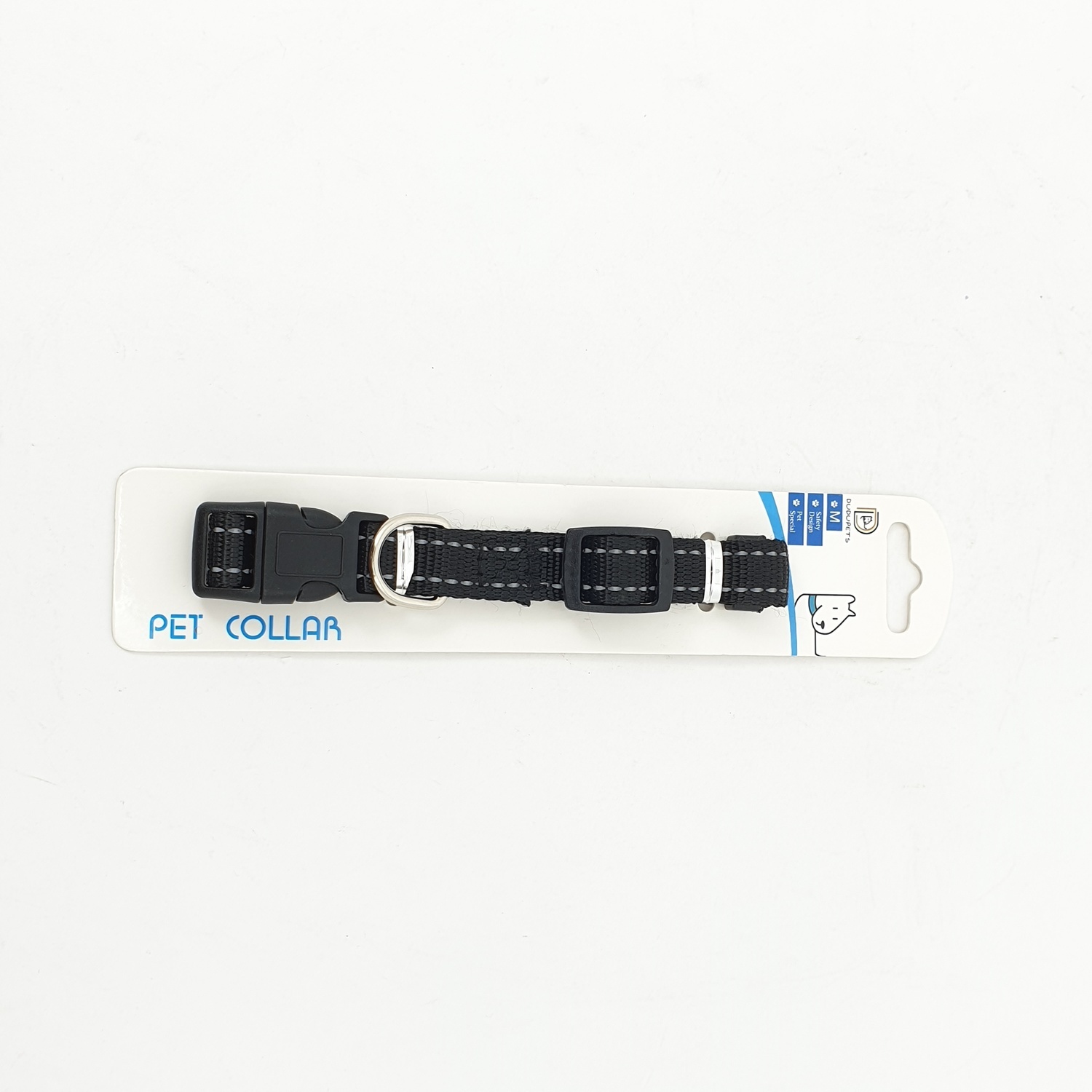 DUDUPETS ปลอกคอสัตว์เลี้ยงปรับได้ ไซส์ M ขนาด 1.5x25x0.2ซม. PT020M สีดำ