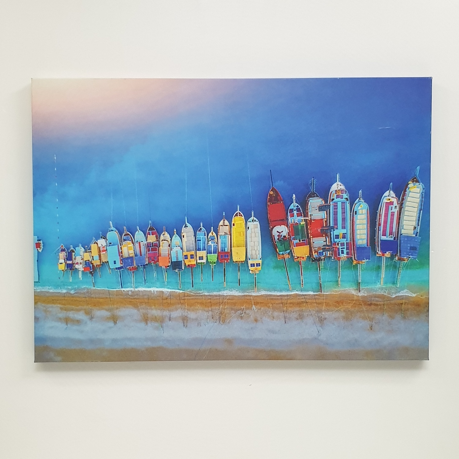 NICE รูปภาพพิมพ์ผ้าใบ View-Sea ขนาด 70x50 ซม. (ก.xส.) (เรือจอดริมฝั่ง) C7050-13