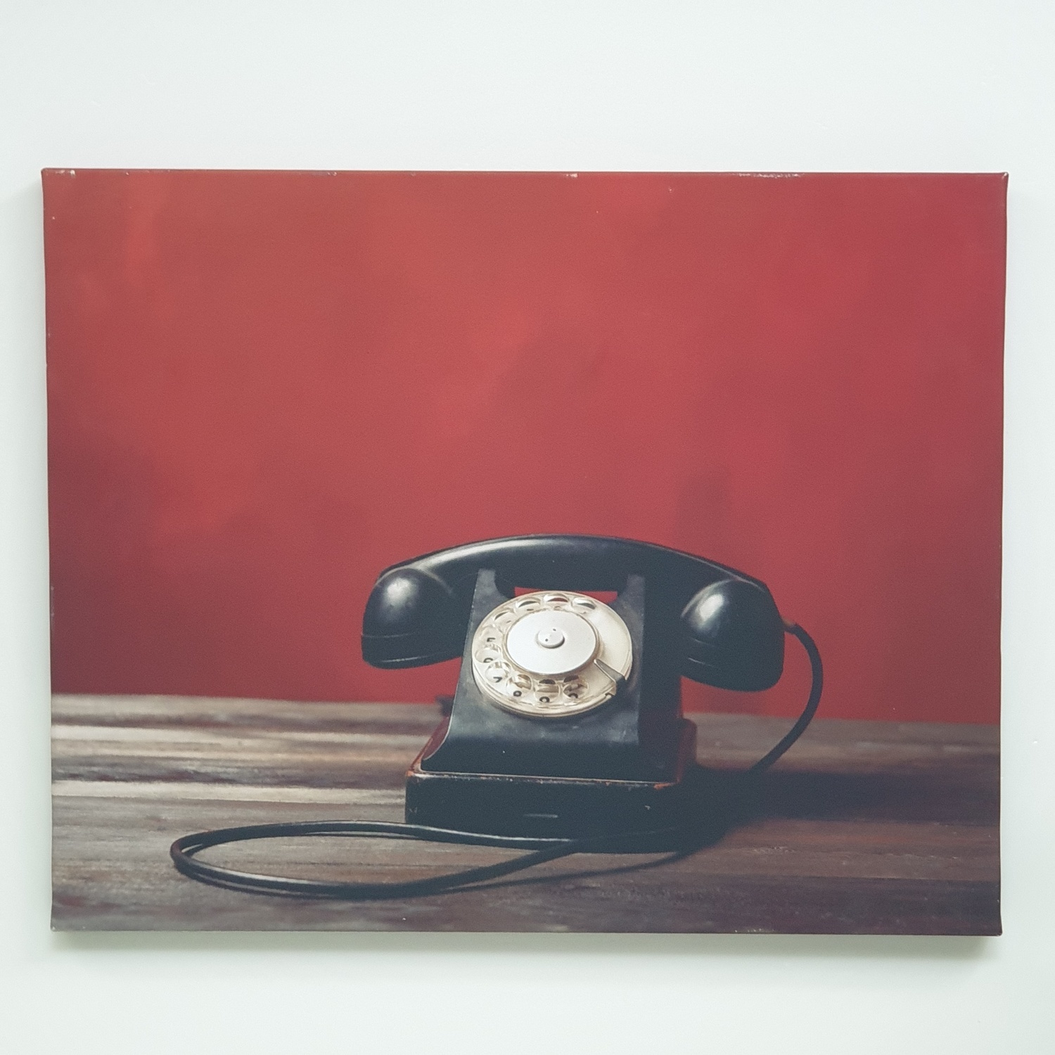 รูปภาพพิมพ์ผ้าใบ LoftVintage C5040-7 ขนาด 50x40ซม. (ก.xส.) NICE (โทรศัพท์ วินเทรดสีดำ)