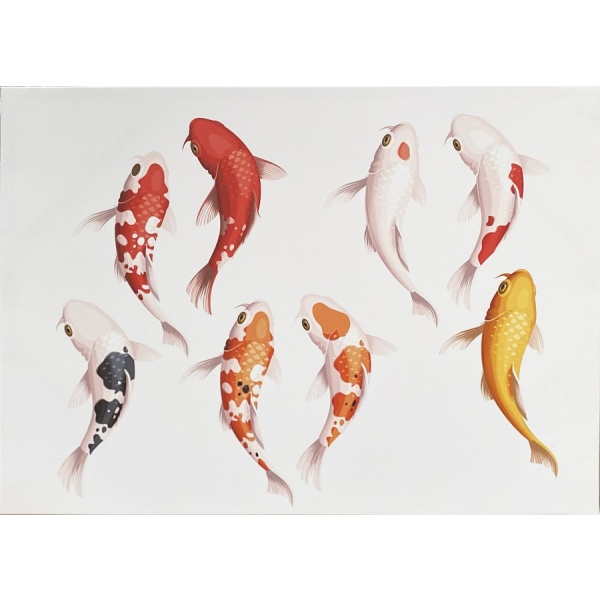 NICE ภาพพิมพ์ผ้าใบ Fengshui C7050-29 ขนาด 50x70ซม. กลุ่มปลาคราฟนำโชค