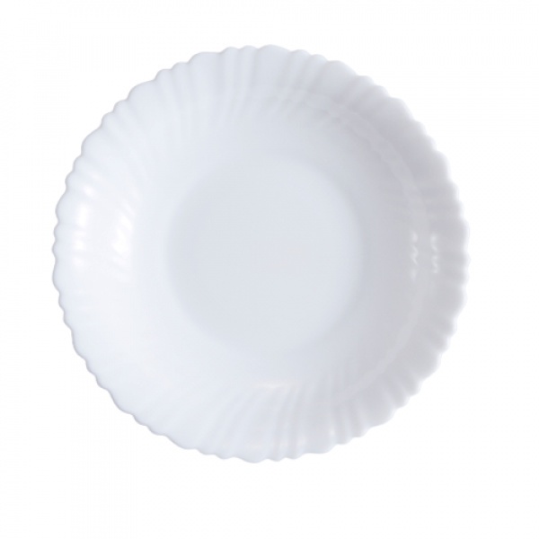 ADAMAS จานทรงลึกโอปอลขอบริ้ว 8.5 นิ้ว HBSP85 สีขาว