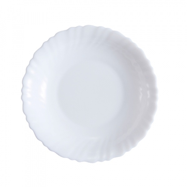 ADAMAS จานโอปอลขอบริ้วทรงลึก 7.5 นิ้ว HBSP75-496 สีขาว