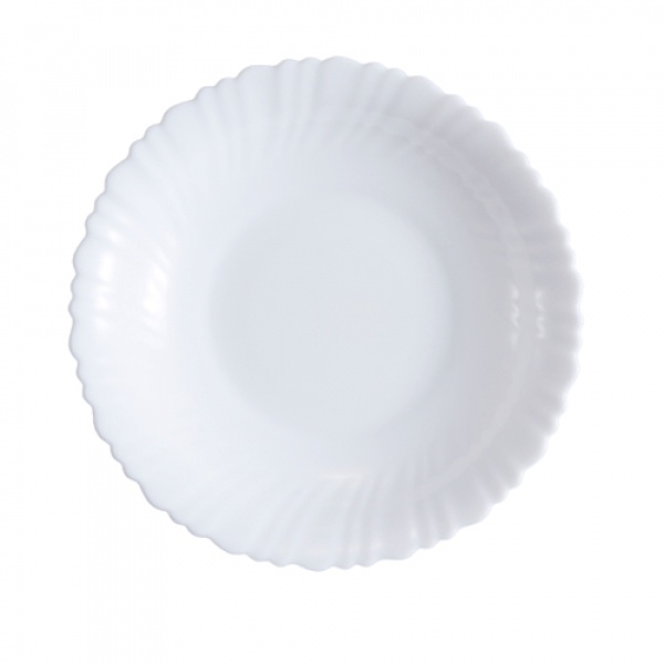 ADAMAS จานทรงลึกโอปอลขอบริ้ว 8.5 นิ้ว HBSP85-496 สีขาว