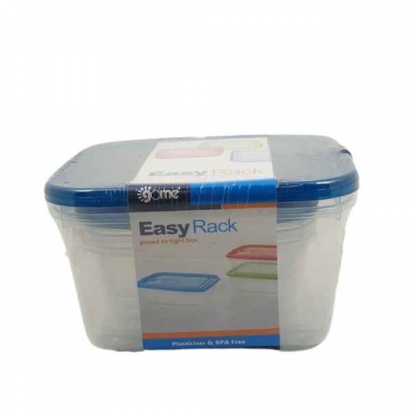 GOME ชุดกล่องอาหารพลาสติกทรงสี่เหลี่ยม 5 ชิ้น/แพ็ค  EHLD501 680ML,2000ML สีน้ำเงิน