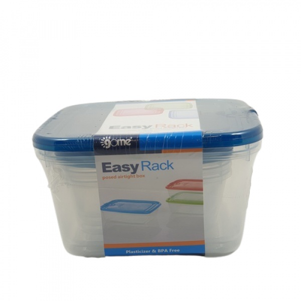 GOME ชุดกล่องอาหารพลาสติกทรงสี่เหลี่ยม 5 ชิ้น/แพ็ค EHLD501 680ML,2000ML สีน้ำเงิน
