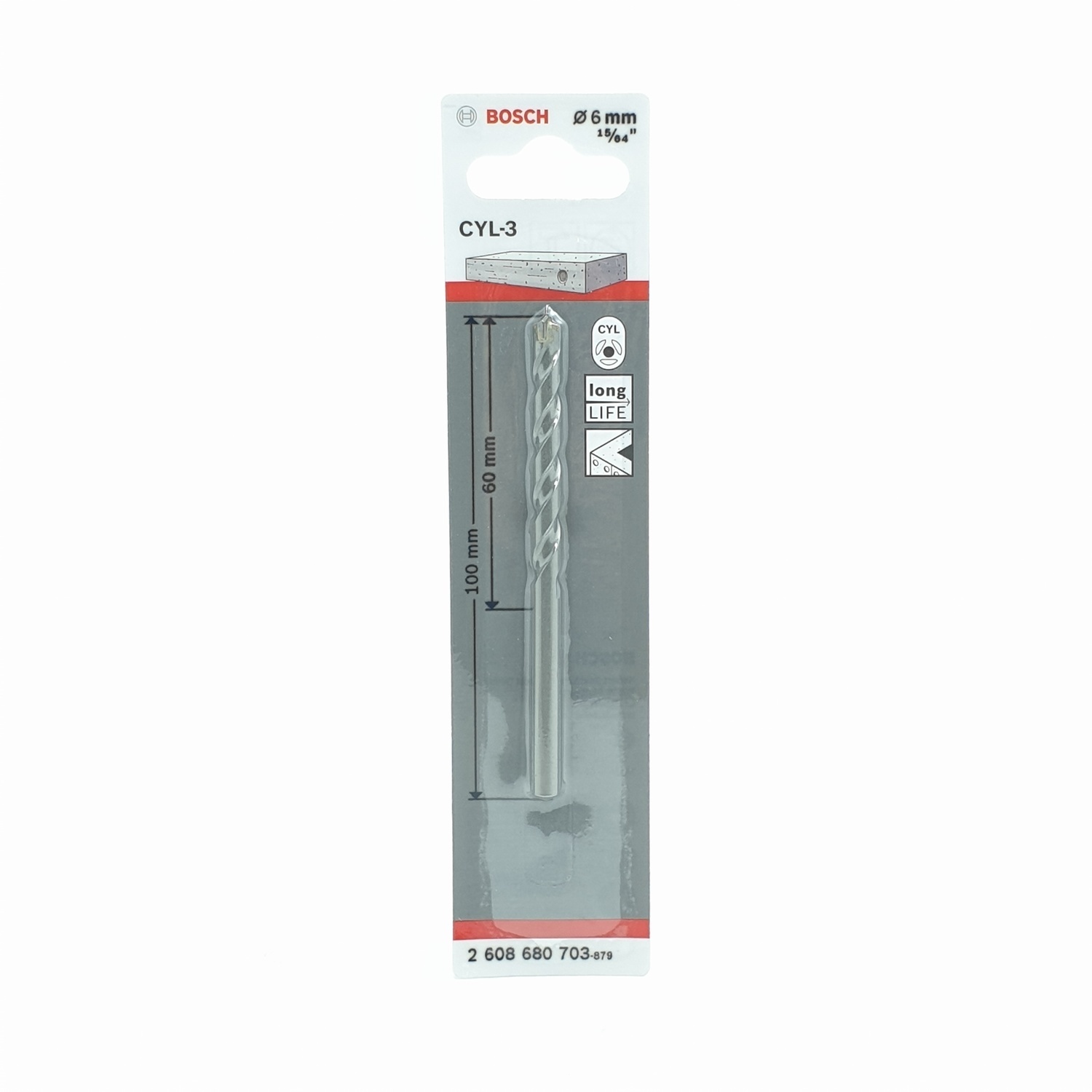 BOSCH ดอกเจาะปูน สีเงิน CYL-3 : 6 x 60/100 มม.