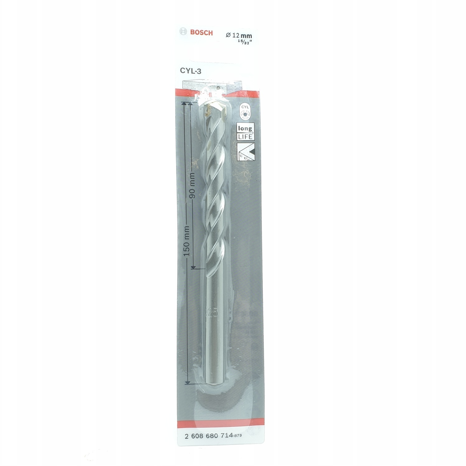 BOSCH ดอกสว่านเจาะปูน Silver 12x90x150 เงิน