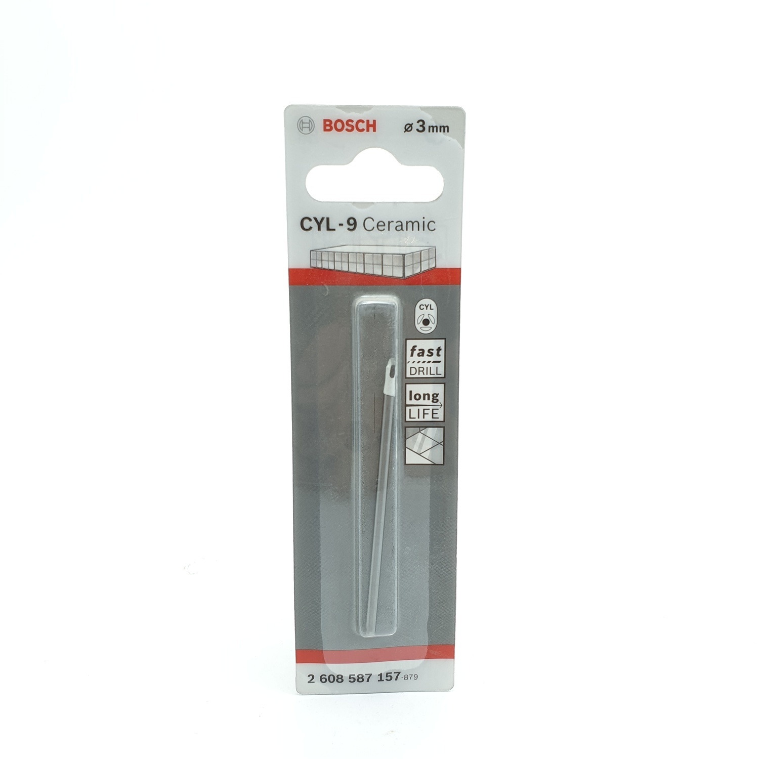 BOSCH ดอกเจาะกระเบื้อง Tile drill bit 3 x 70 mm (1) เทา-ขาว