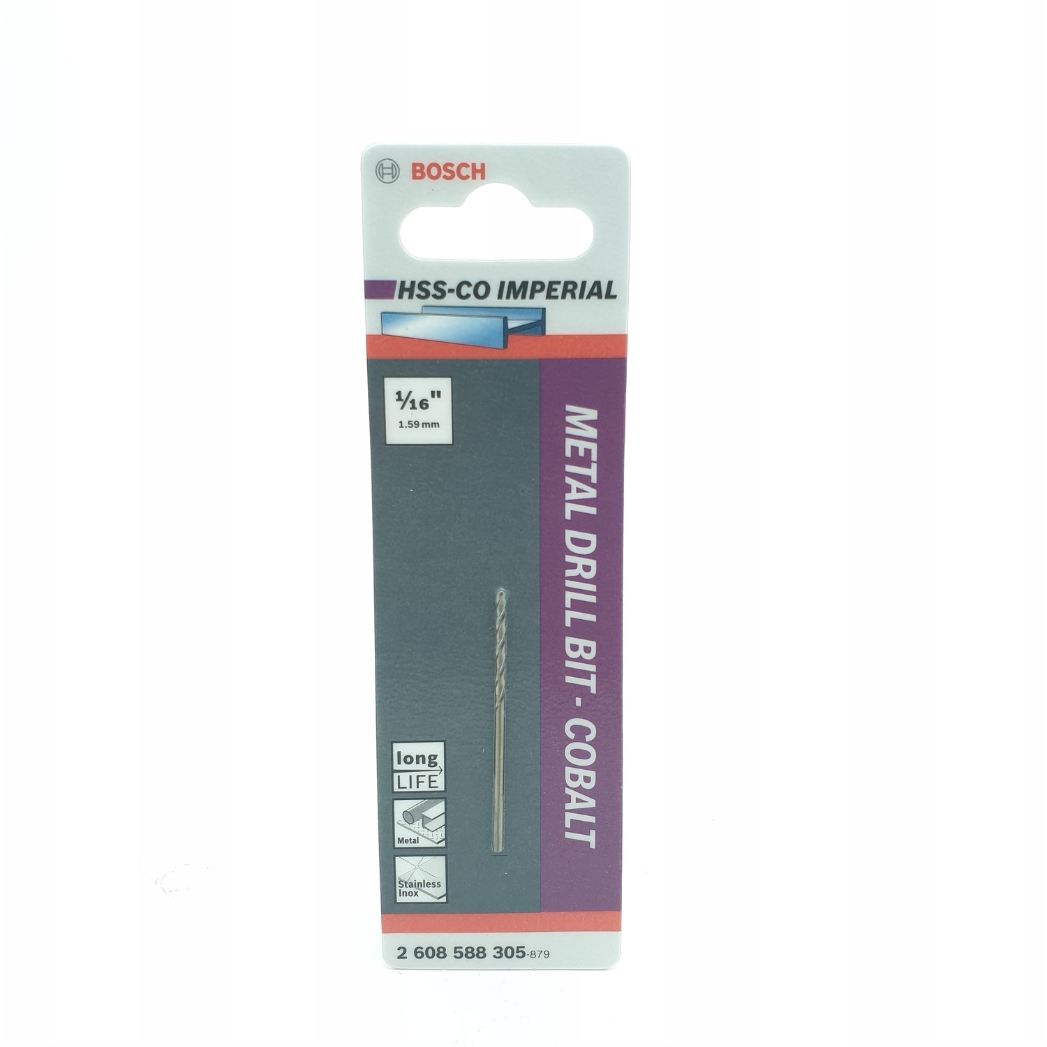BOSCH ดอกสว่านเจาะเหล็ก 1/16x 48 mm. 1/16 เงิน