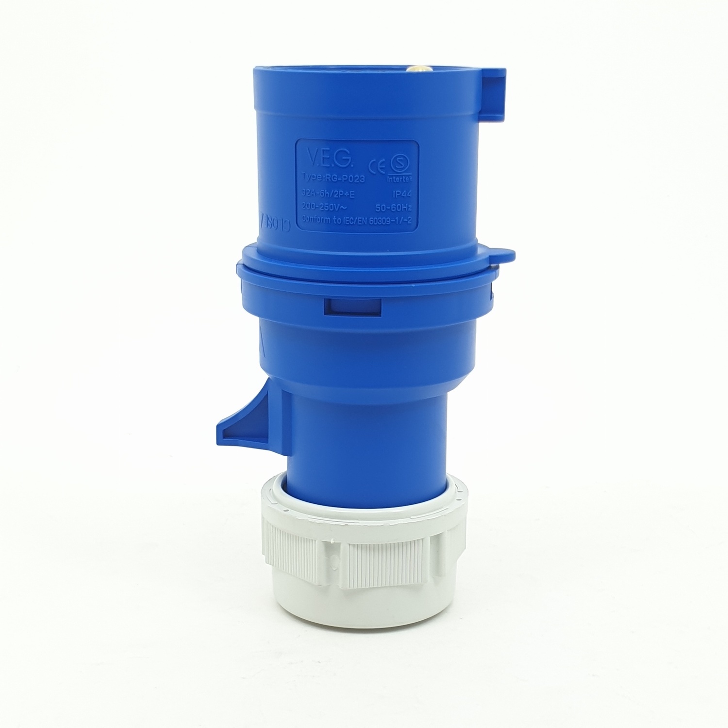 V.E.G พาวเวอร์ปลั๊กตัวผู้ ต่อกลางทาง 2P+E 32A IP44 สีน้ำเงิน รุ่น RG-P023