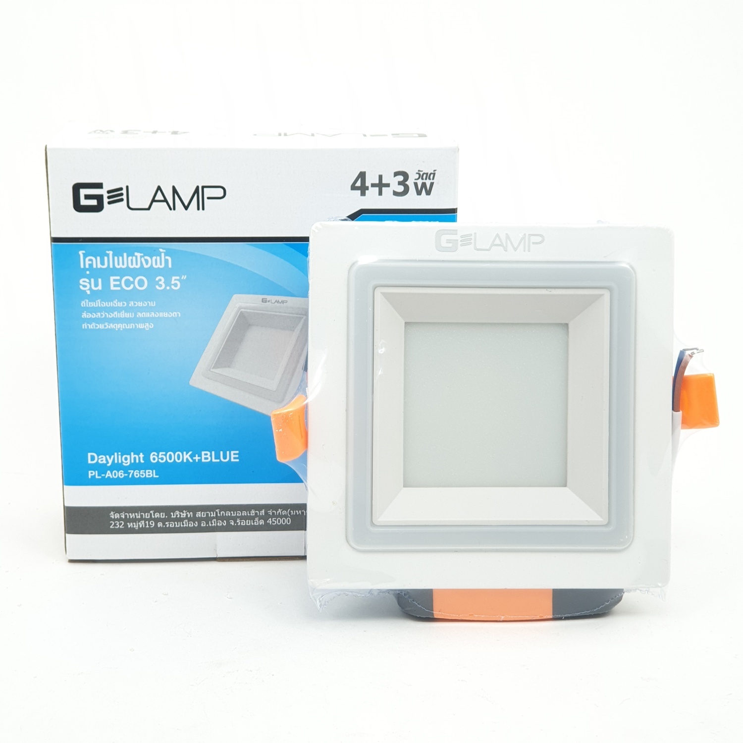 G-LAMP ดาวน์ไลท์ LED (panel) เหลี่ยม 4W6500K+3Wblue สีขาว