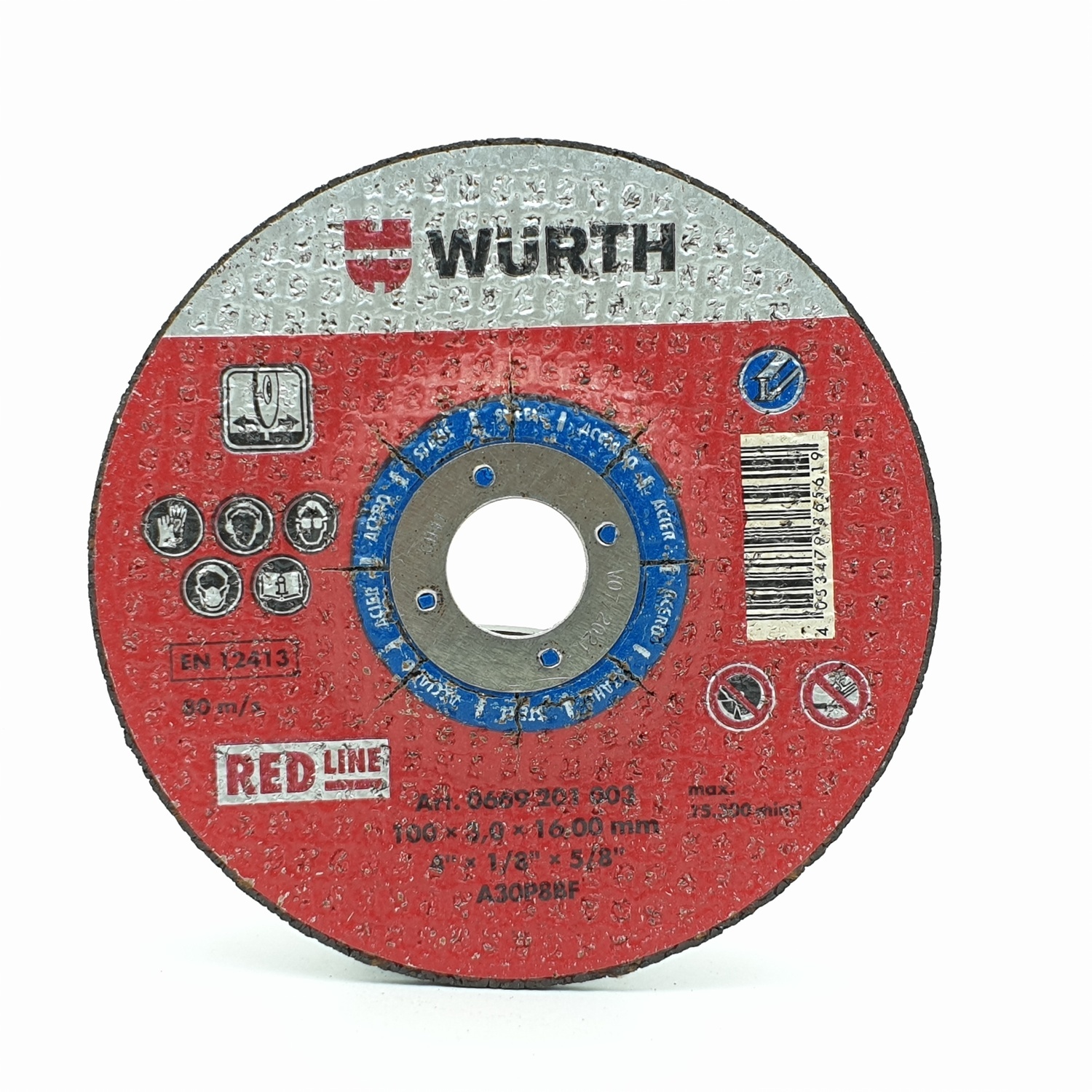 แผ่นตัดเหล็ก 4 100x3.0x16 mm. แบบเรียบ WURTH