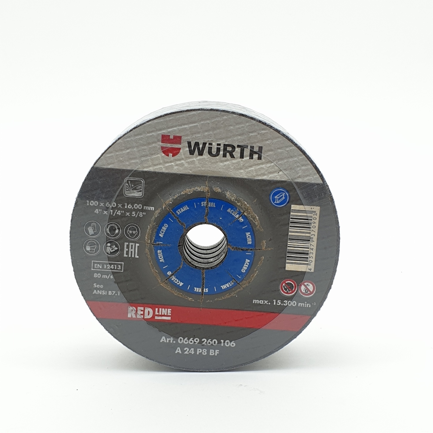 WUERTH แผ่นเจียรเหล็ก 100 มม. 0669261006 แดง-ดำ