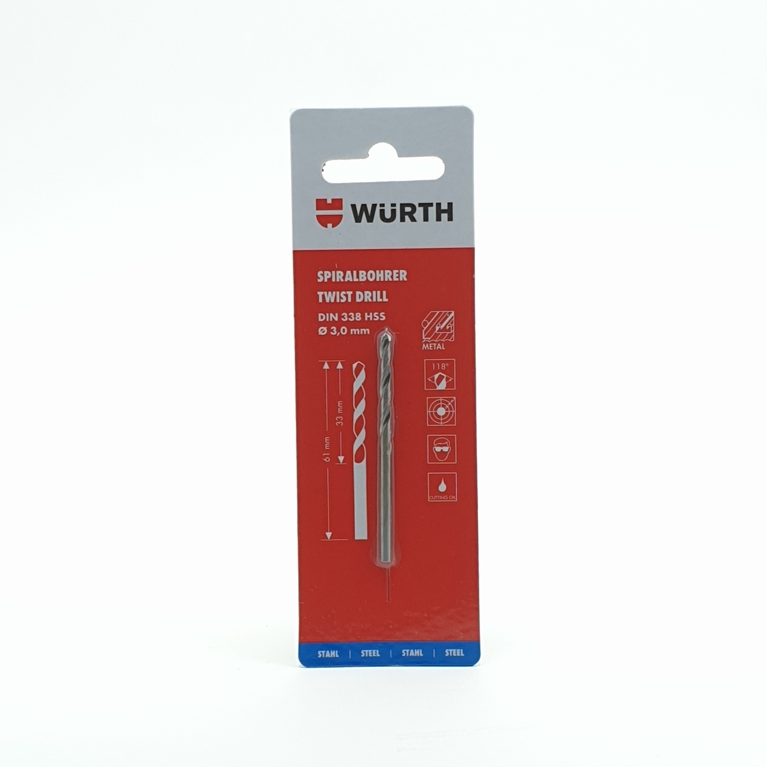 ดอกสว่านเจาะเหล็ก 3 mm. HSS WURTH
