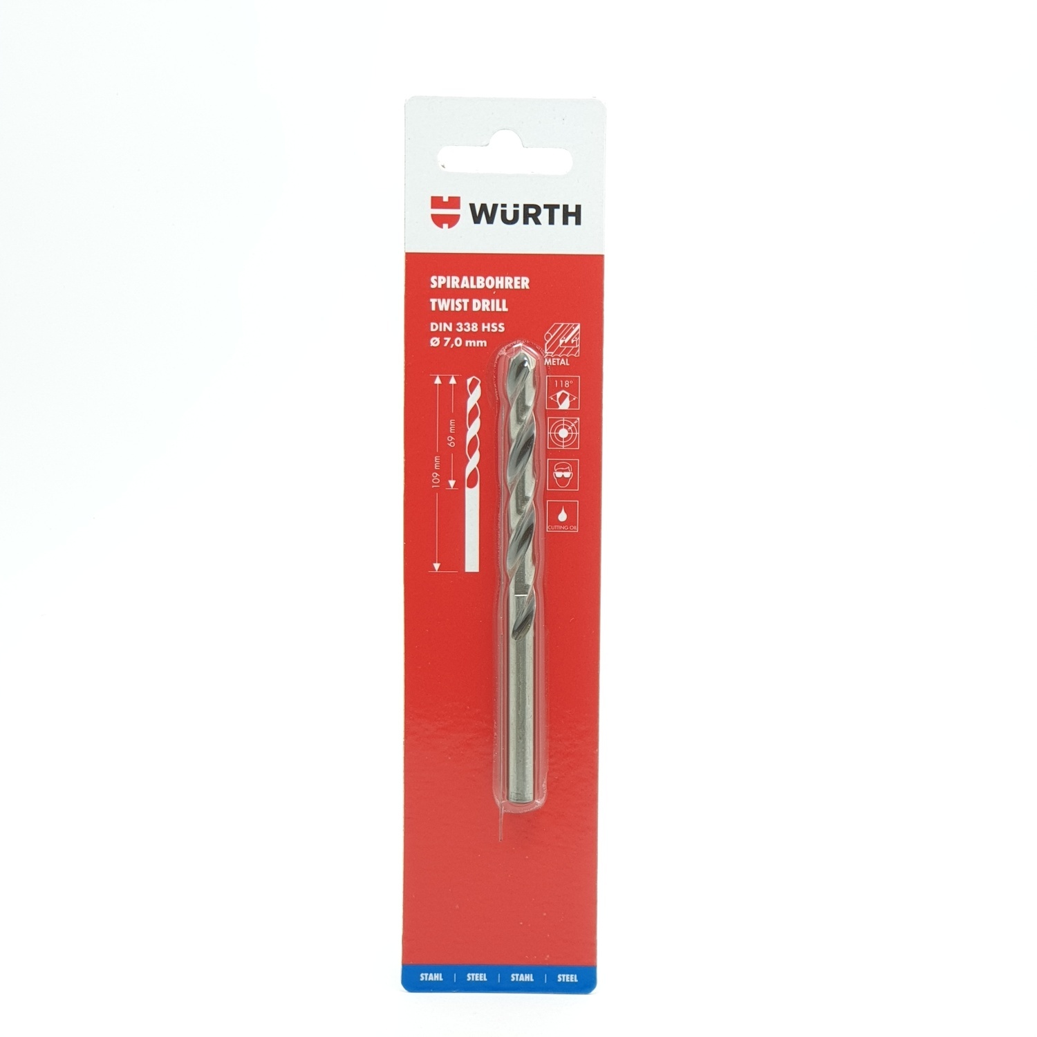 WUERTH ดอกสว่าน เจาะเหล็ก ขนาด 7.0 mm. DIN 338 HSS 7.0 mm.