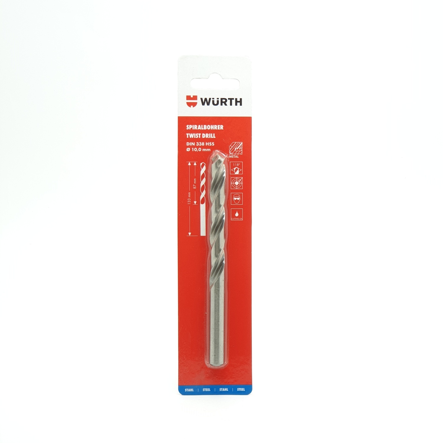 WUERTH ดอกสว่าน เจาะเหล็ก ขนาด 10.0 mm. DIN 338 HSS 10.0 mm.