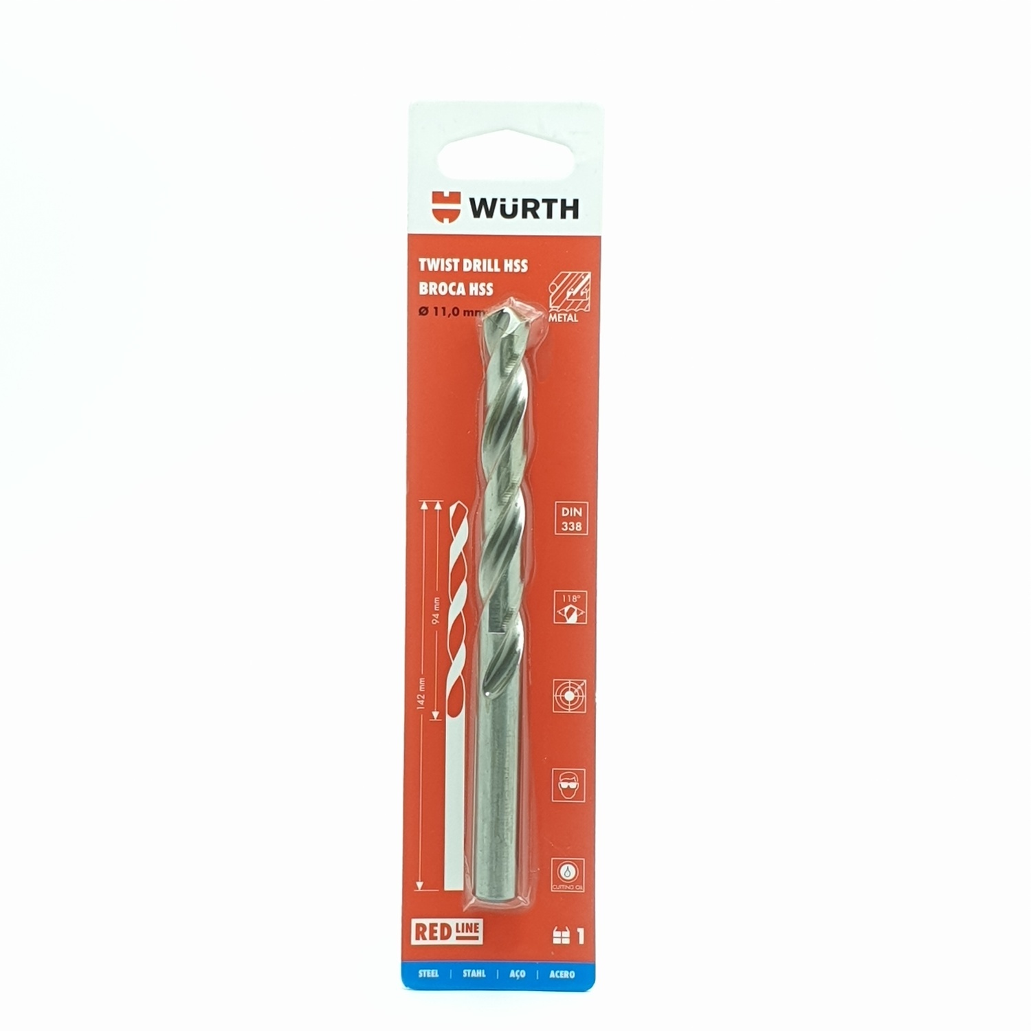 WUERTH ดอกสว่าน เจาะเหล็ก ขนาด 11.0 mm. DIN 338 HSS