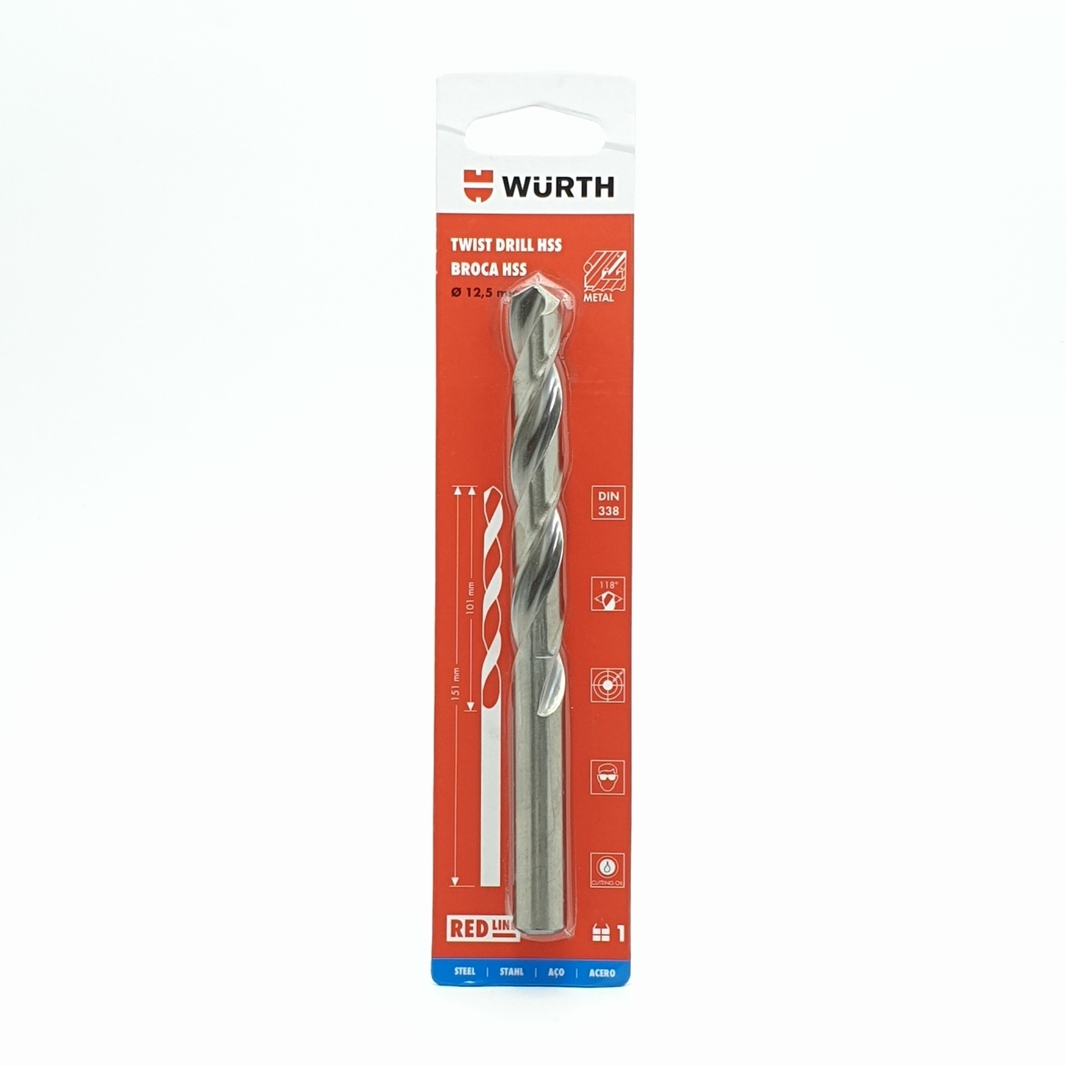 WUERTH ดอกสว่าน เจาะเหล็ก ขนาด 12.5 mm. DIN 338 HSS