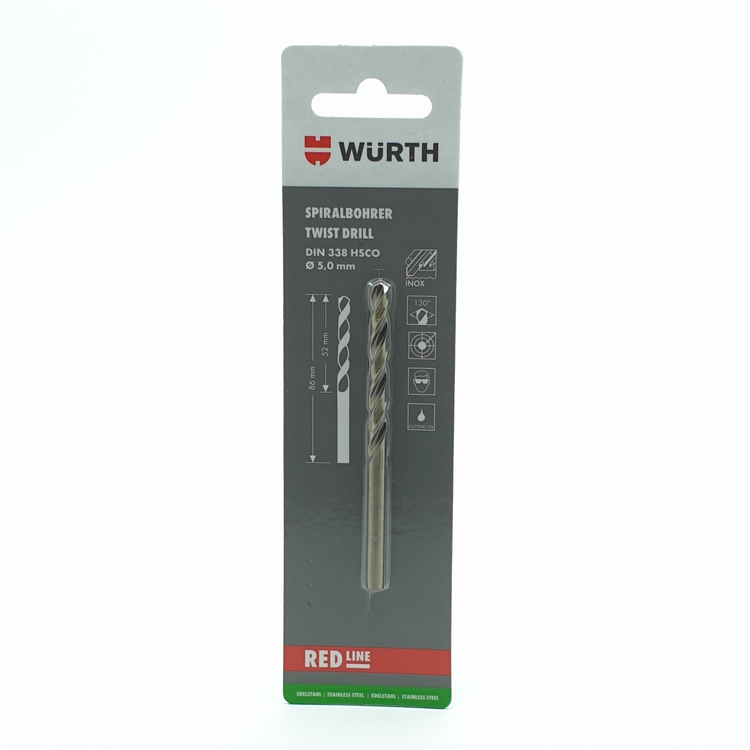 WUERTH ดอกสว่าน เจาะสเตนเลส ขนาด 5.0 mm. DIN 338 /HSCO 5.0 mm.