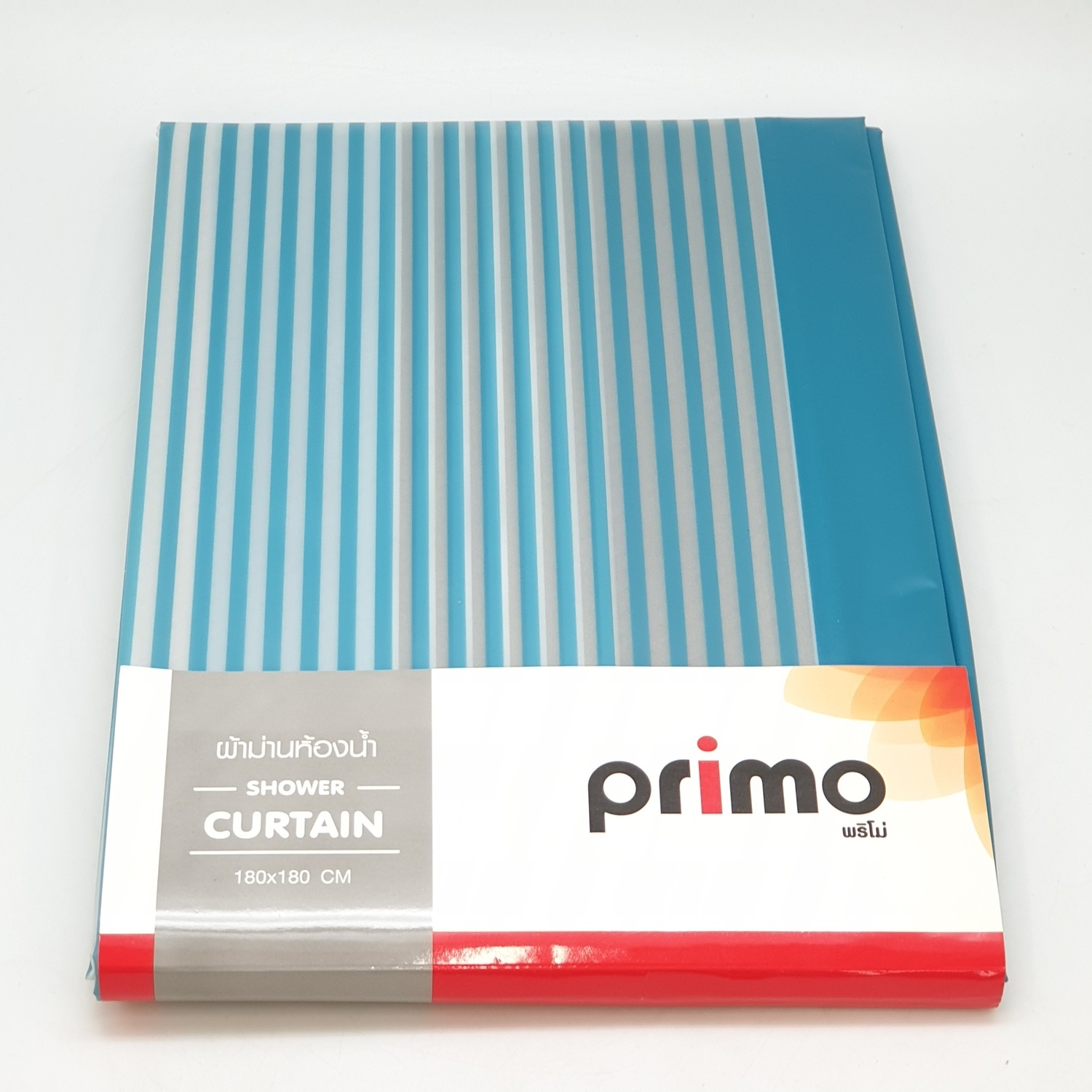 Primo ม่านห้องน้ำโพลีเอสเตอร์ ลายลิ้วฟ้า รุ่น HEVA13082 ขนาด 180x180 ซม. สีฟ้า